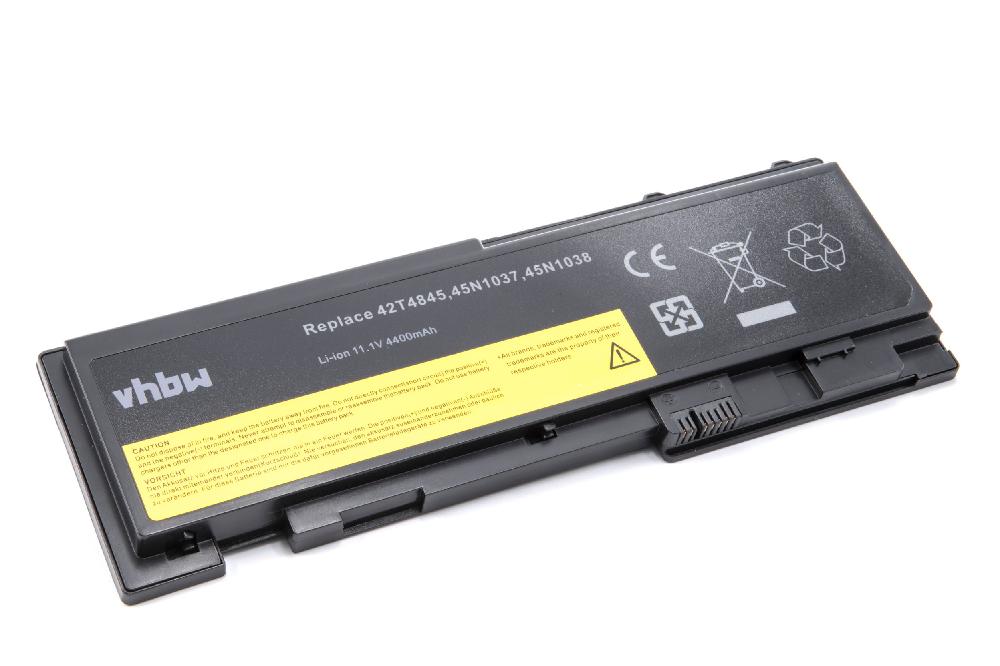 Batterie remplace Lenovo 0A36309, 0A36287, 42T4844 pour ordinateur portable - 4400mAh 11,1V Li-ion, noir
