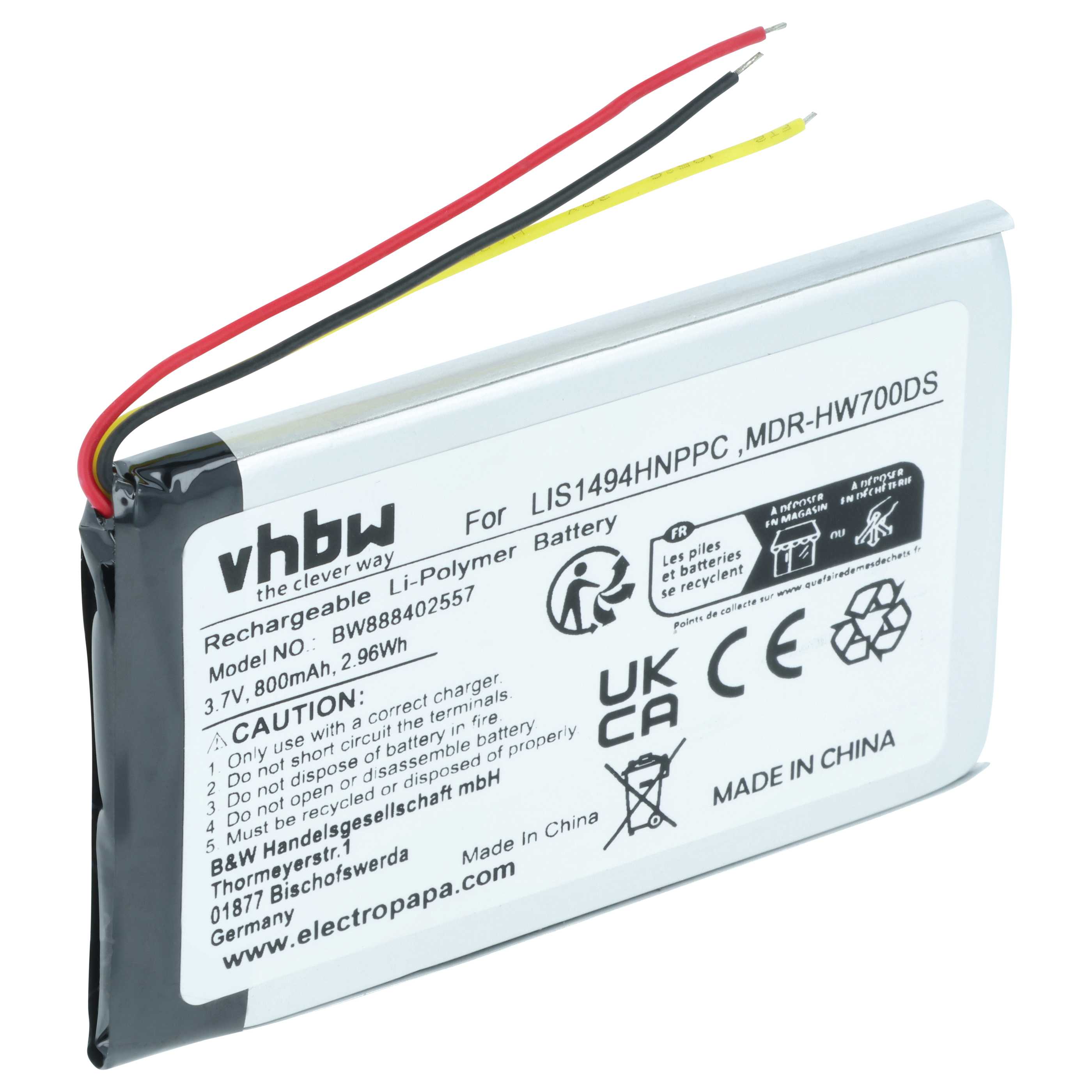 Akumulator do słuchawek bezprzewodowych zamiennik Sony LIS1494HNPPC - 800 mAh 3,7 V LiPo