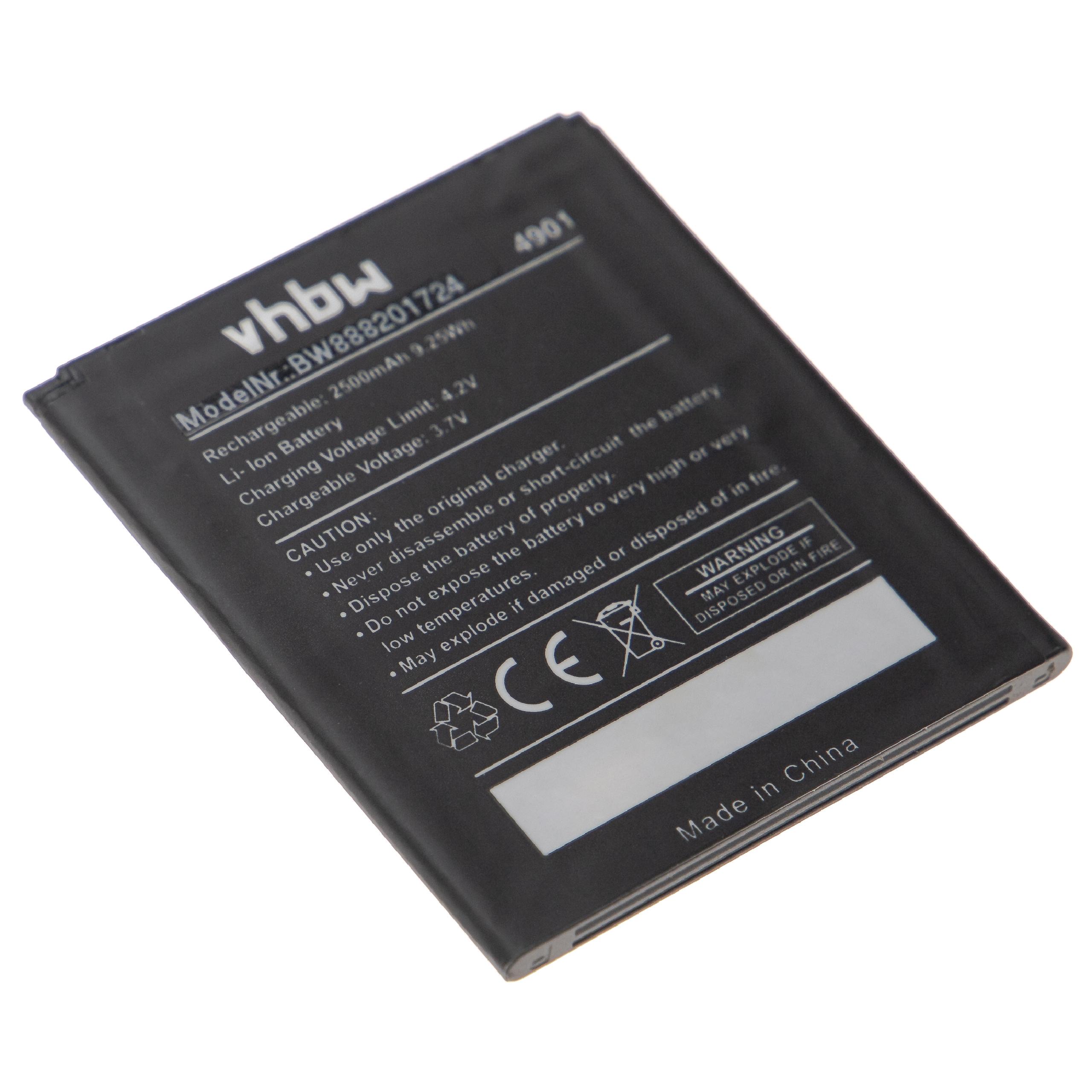 Batterie remplace Wiko 4901 pour téléphone portable - 2500mAh, 3,7V, Li-polymère