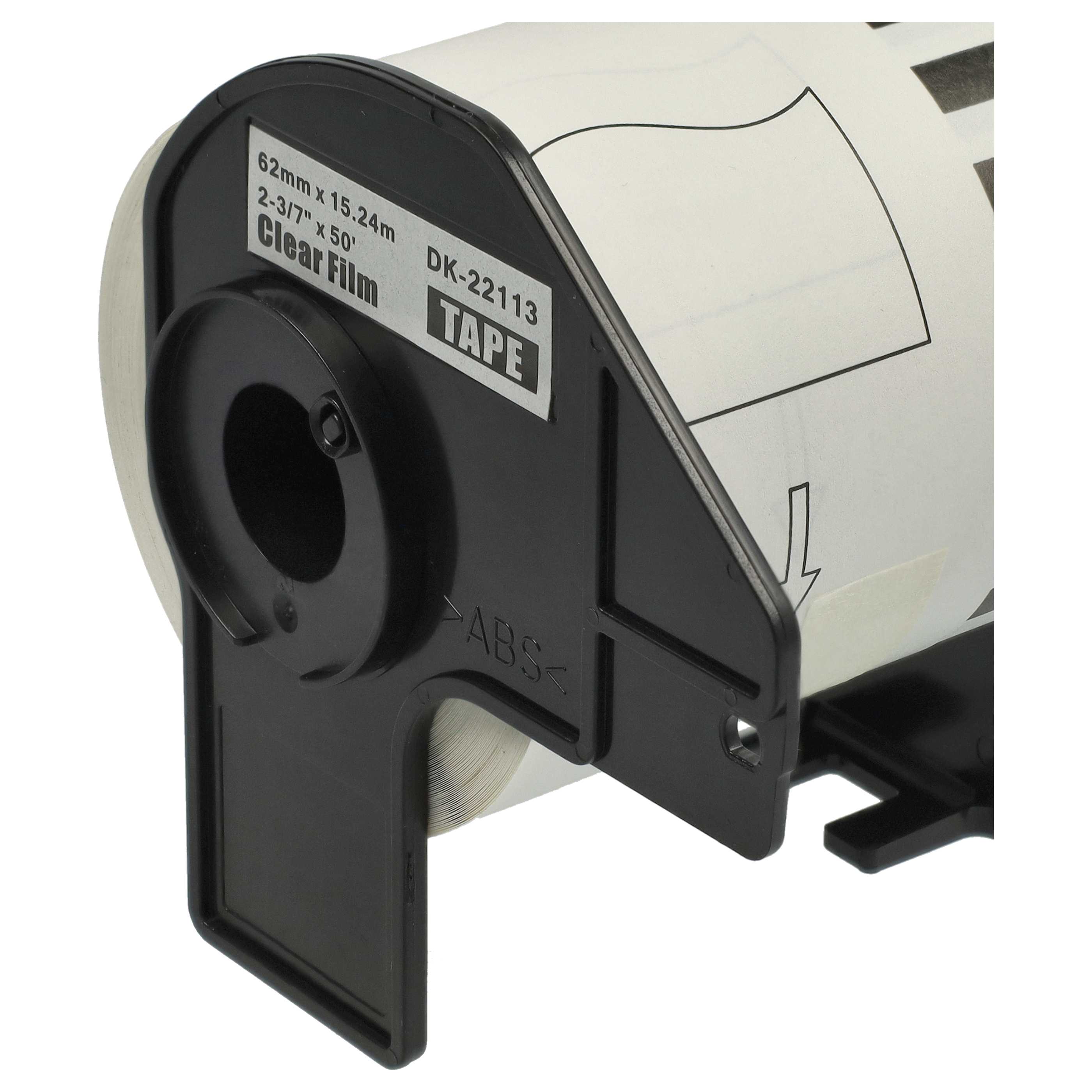 5x Label Roll replaces Brother DK-22113 Labeller - Self-Adhesive 62 mm x 15.24 m + Holder
