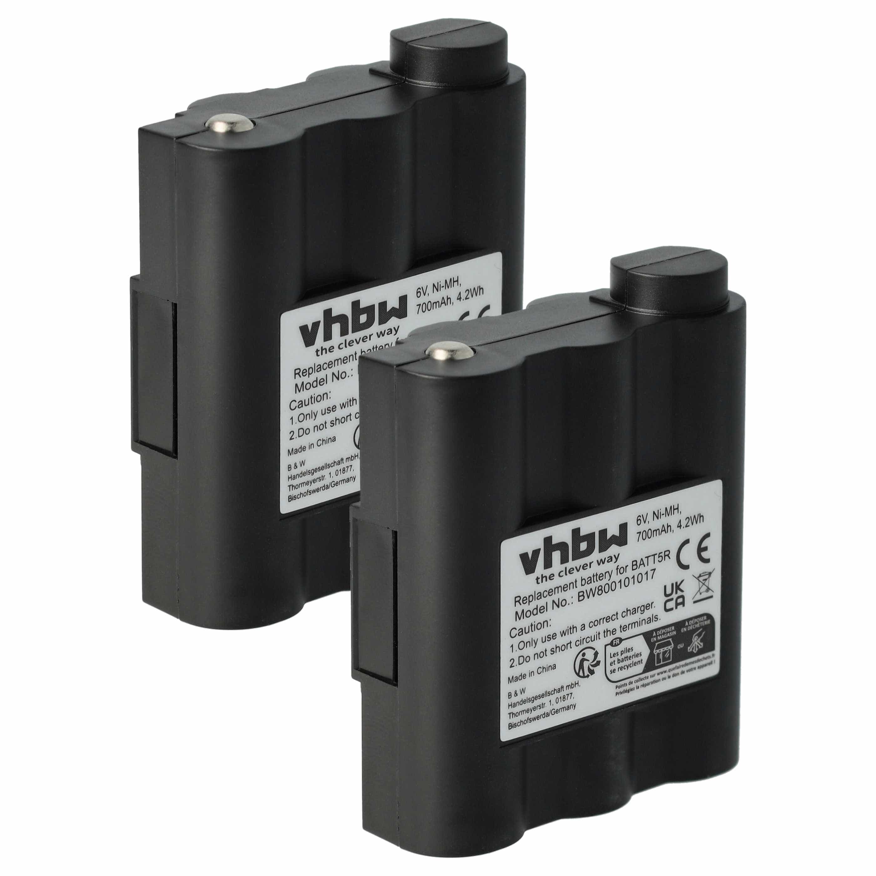 Radio 2x Battery replaces Alan Midland BATT5R, PB-ATL/G7 - 700 mAh 6 V NiMH