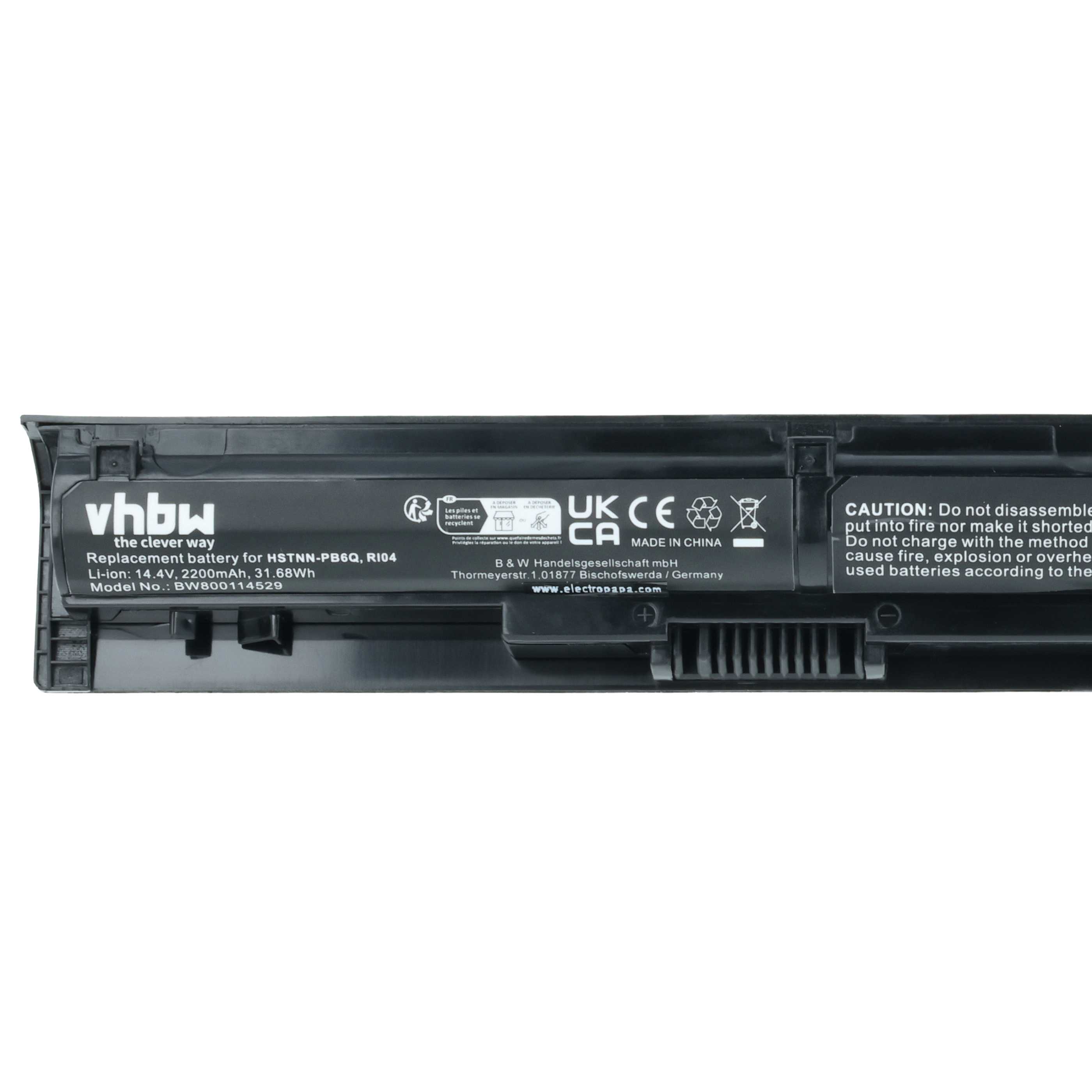 Akumulator do laptopa zamiennik HP 811063-421, 805294-001, 811346-001 - 2200 mAh 14,4 V Li-Ion, czarny