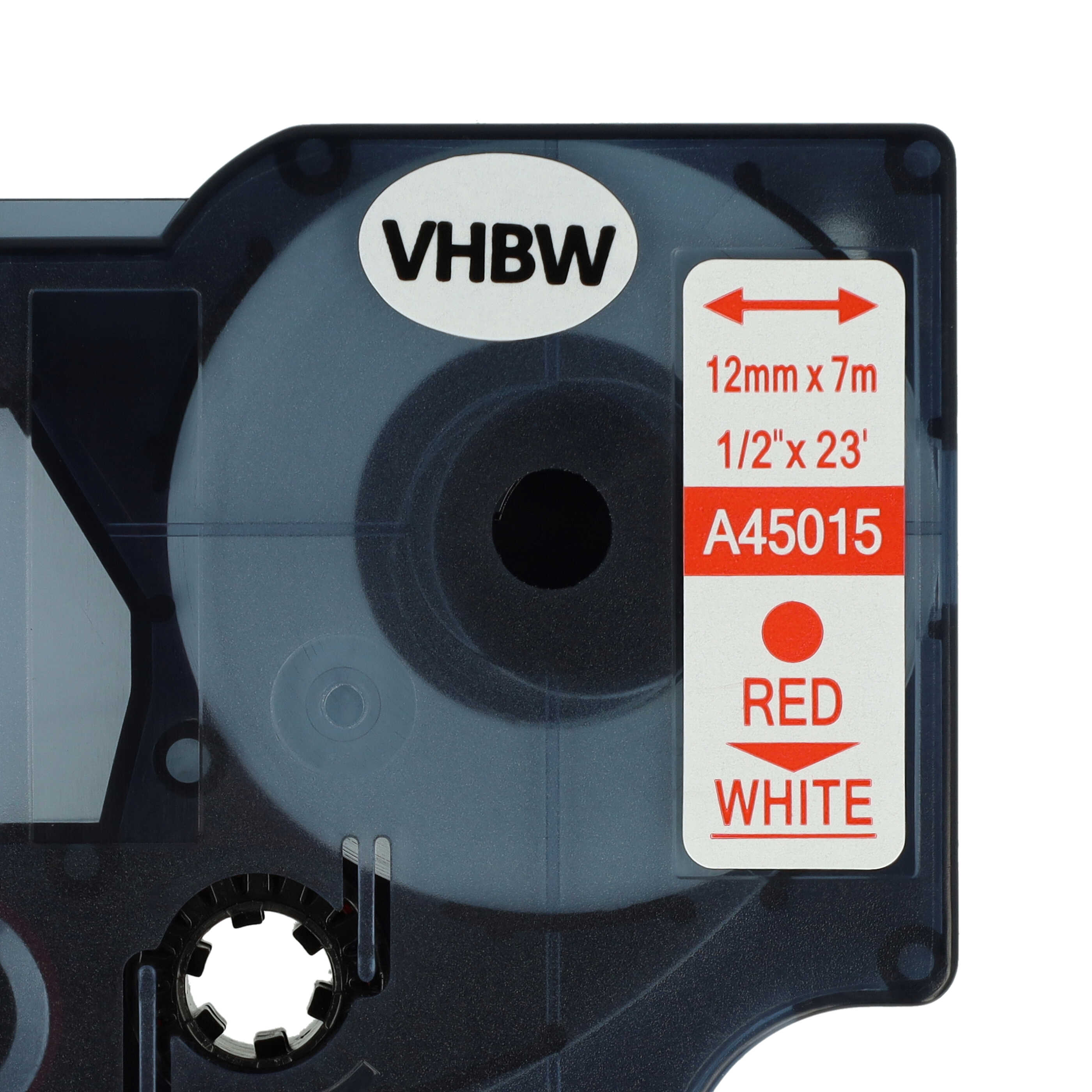 Cassette à ruban remplace Dymo 45015, D1 - 12mm lettrage Rouge ruban Blanc