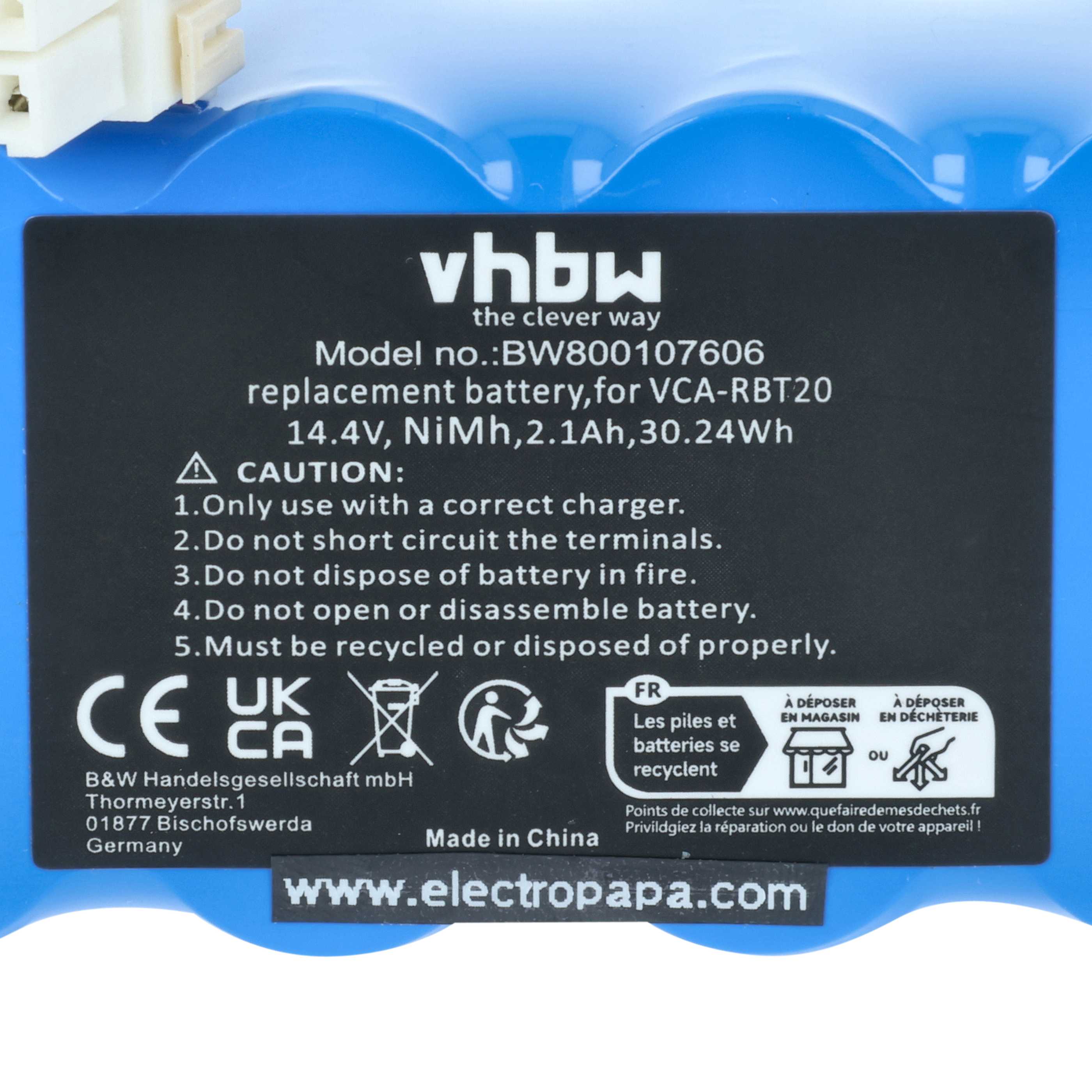 Batteria sostituisce Samsung AP5576883, DJ63-01050A, AP5579205 per aspirapolvere - 2100mAh 14,4V NiMH