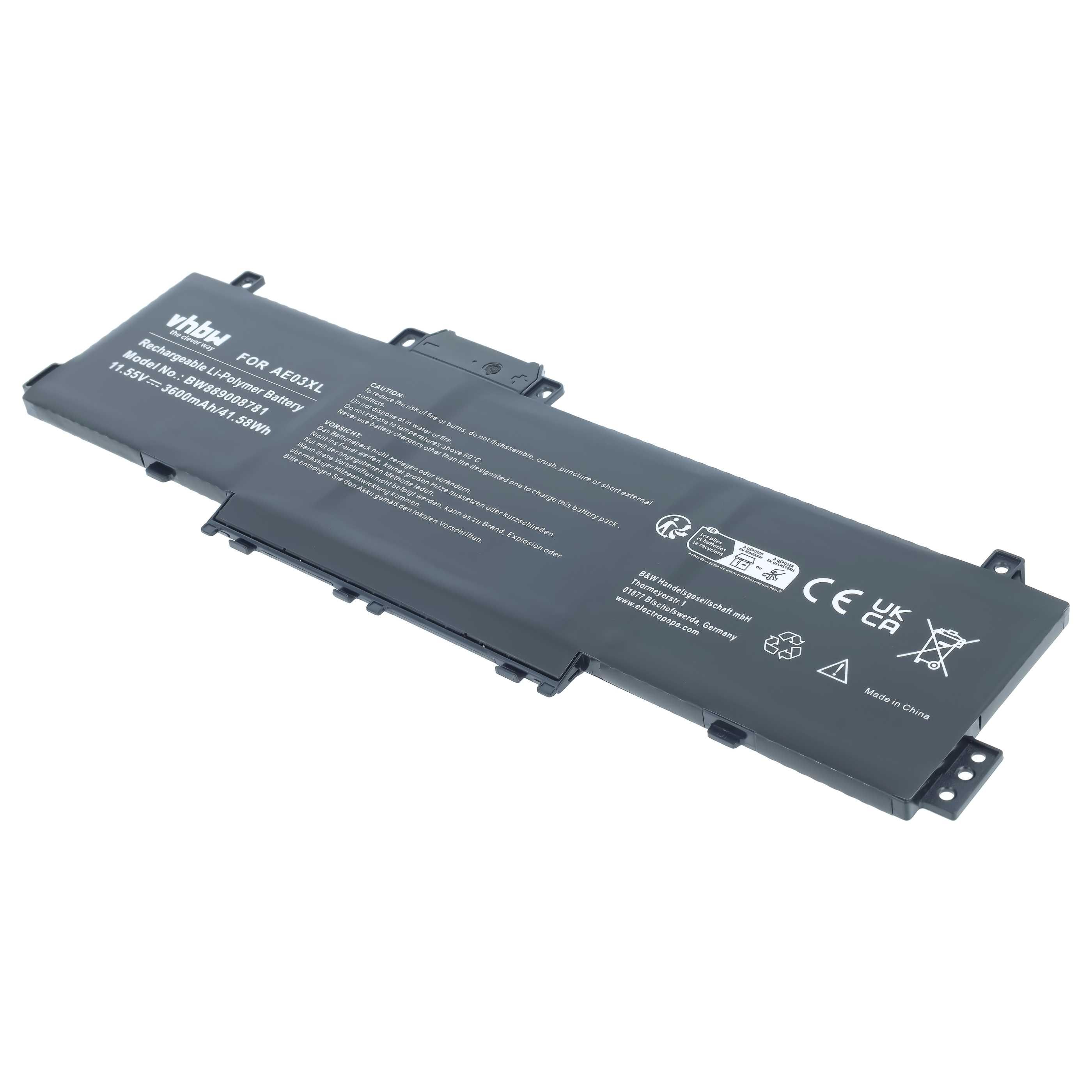 Batteria sostituisce HP HSTNN-AB1F, HSTNN-AB1B, AE03041XL, AE03XL per notebook - 3600mAh 11,55V Li-Poly