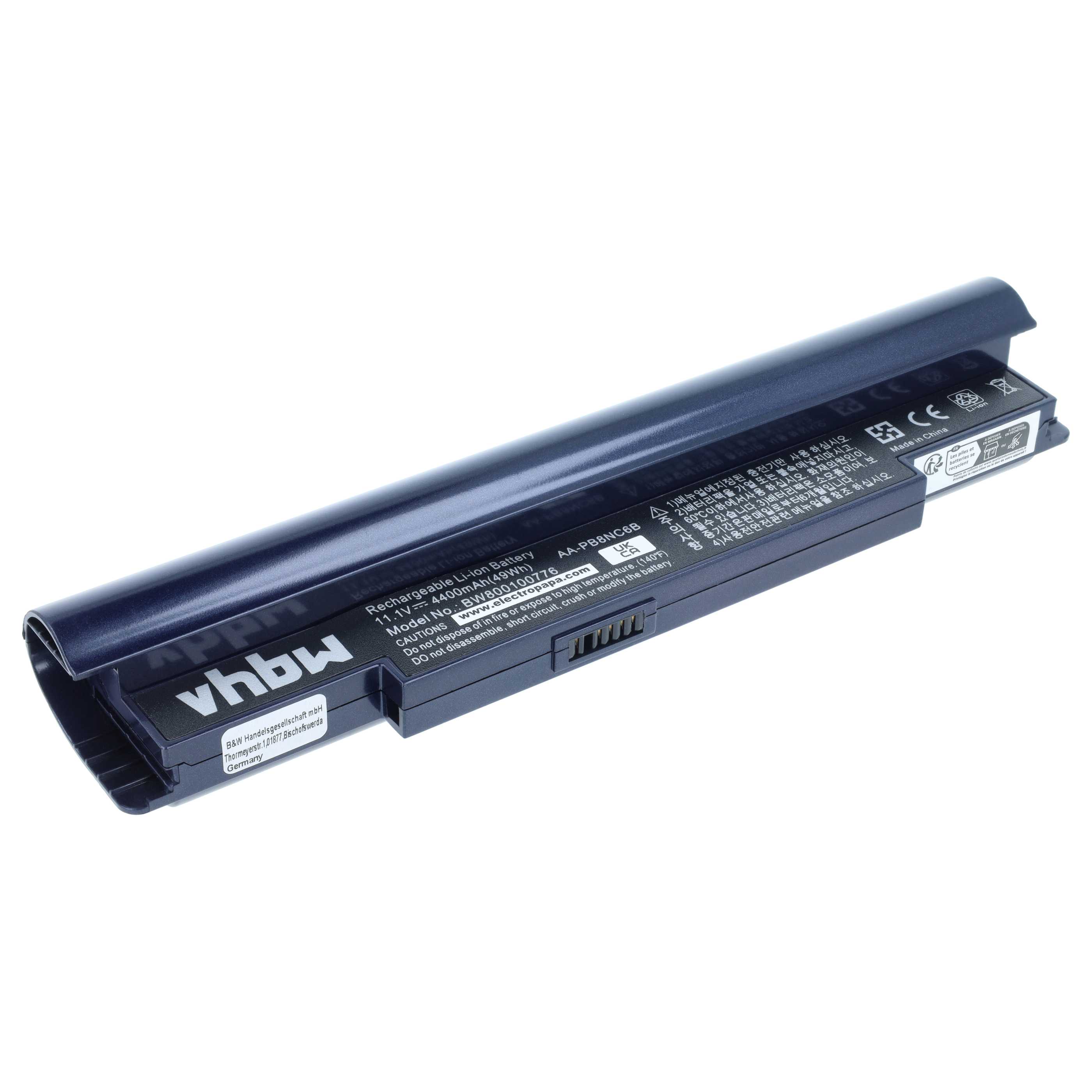 Notebook-Akku als Ersatz für Samsung AA-PB8NC6B, AA-PB8NC6M für Samsung - 4400mAh 11,1V Li-Ion, blau
