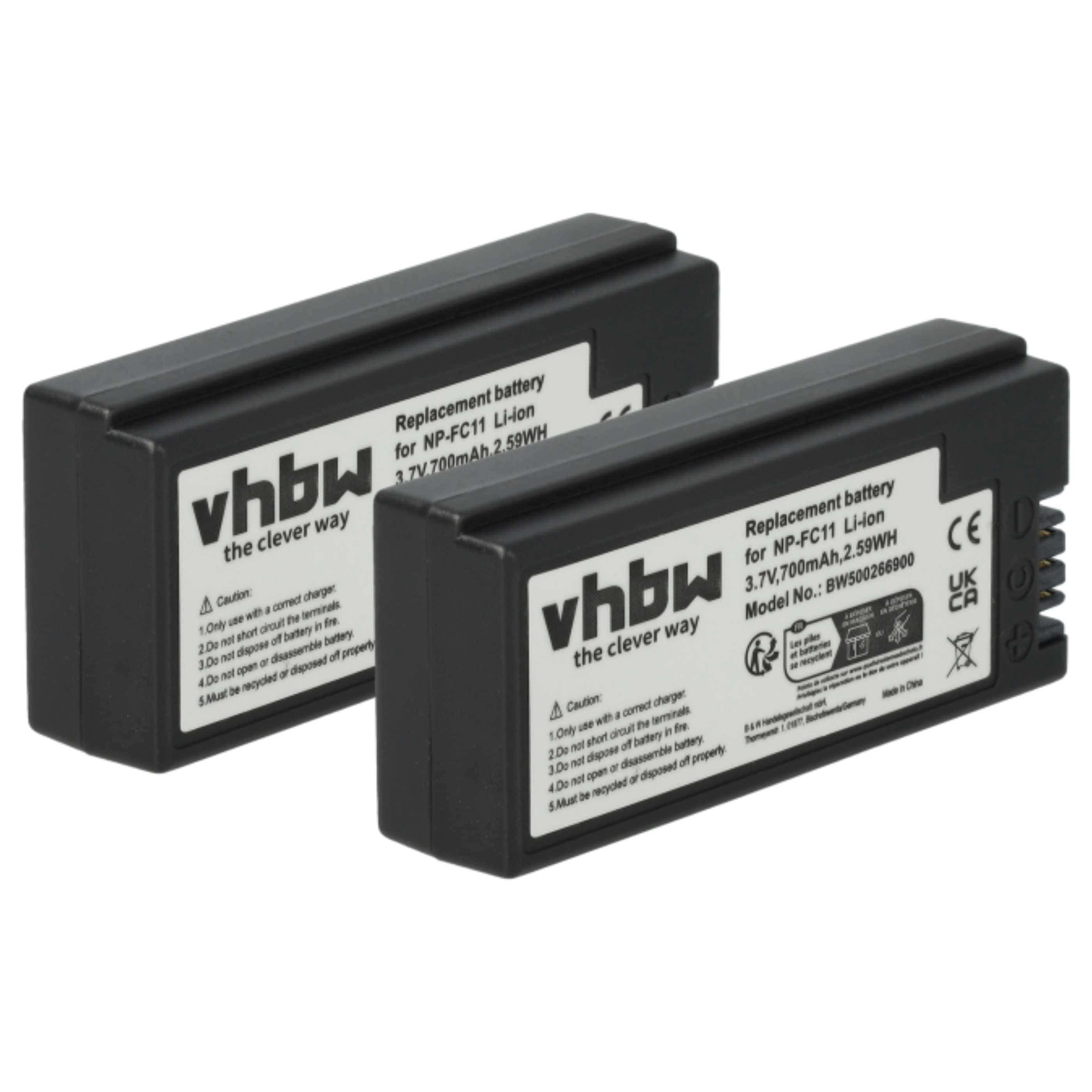 2x Battery replaces Sony NP-FC10, NP-FC11 - 700mAh, 3.6V, Li-Ion
