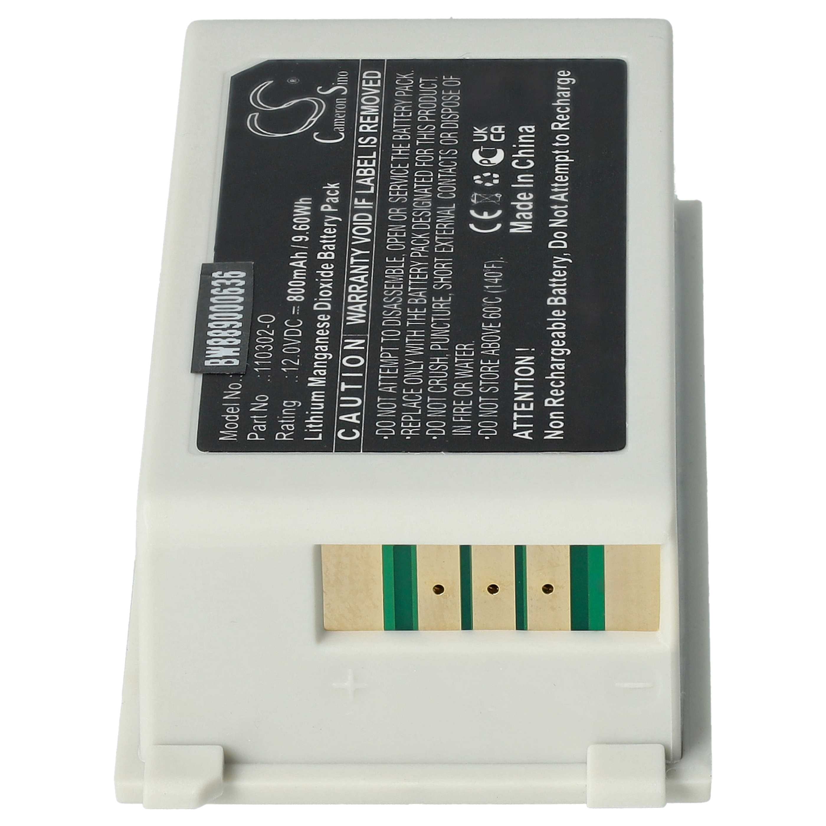 Batterie als Ersatz für Schiller 110302-O für Schiller - 800mAh 12V Li-MnO2