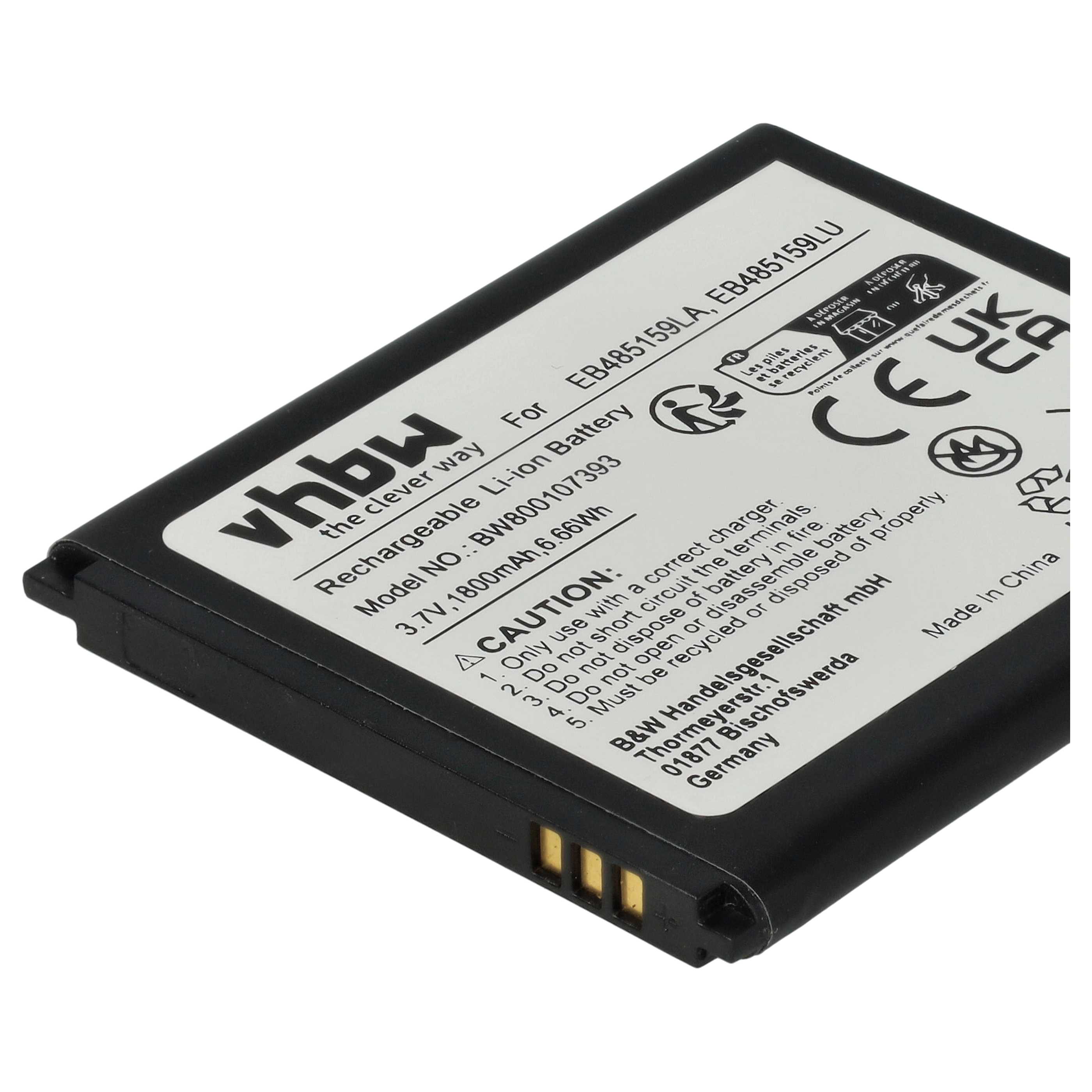 Mobile Phone Battery Replacement for Samsung EB485159LU, EB485159LA - 1800 mAh 3.7 V Li-Ion