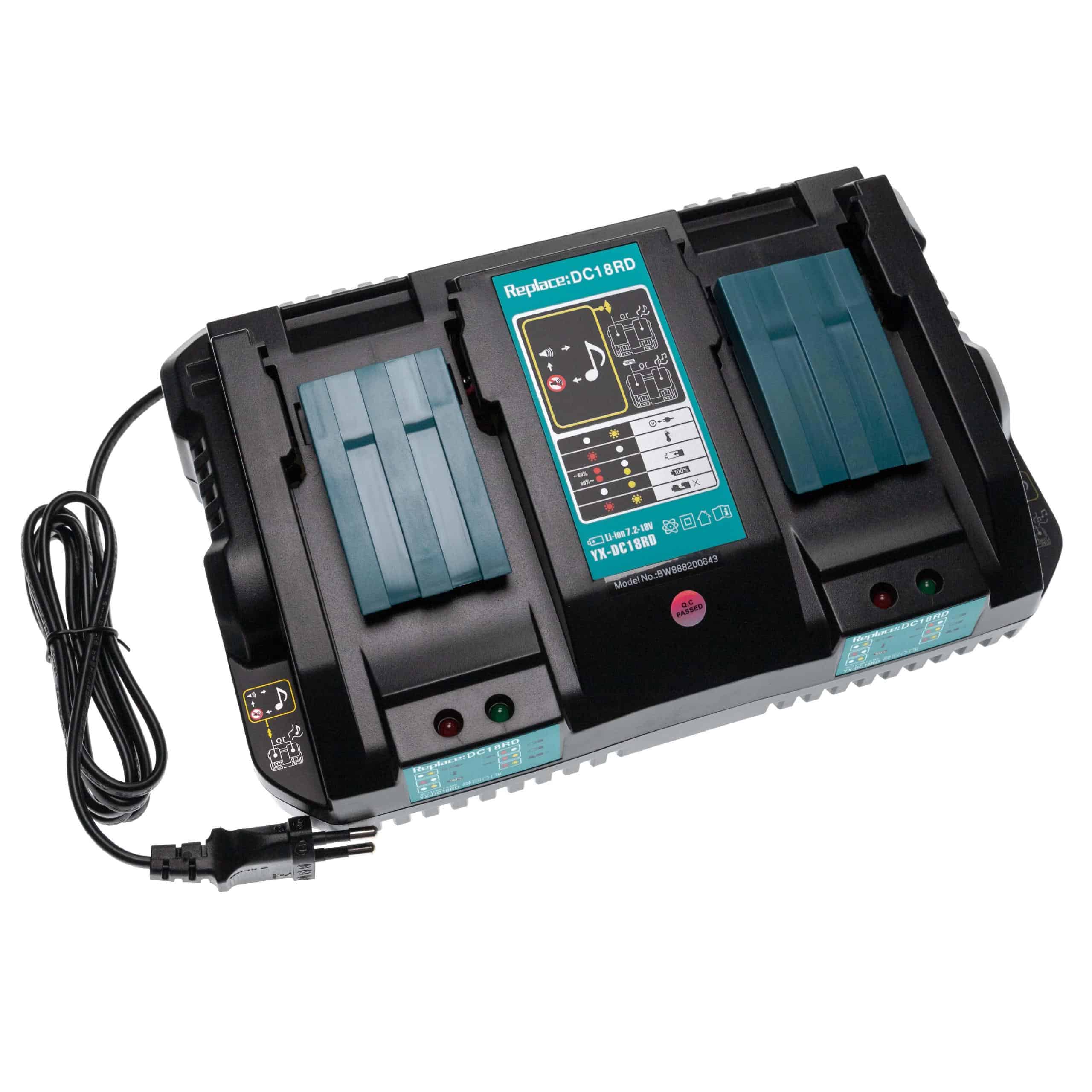 Dual Charger replaces Makita DC18RD, 196933-6 for MakitaPower Tool Batteries etc. Li-Ion 14.4 V / 18 V