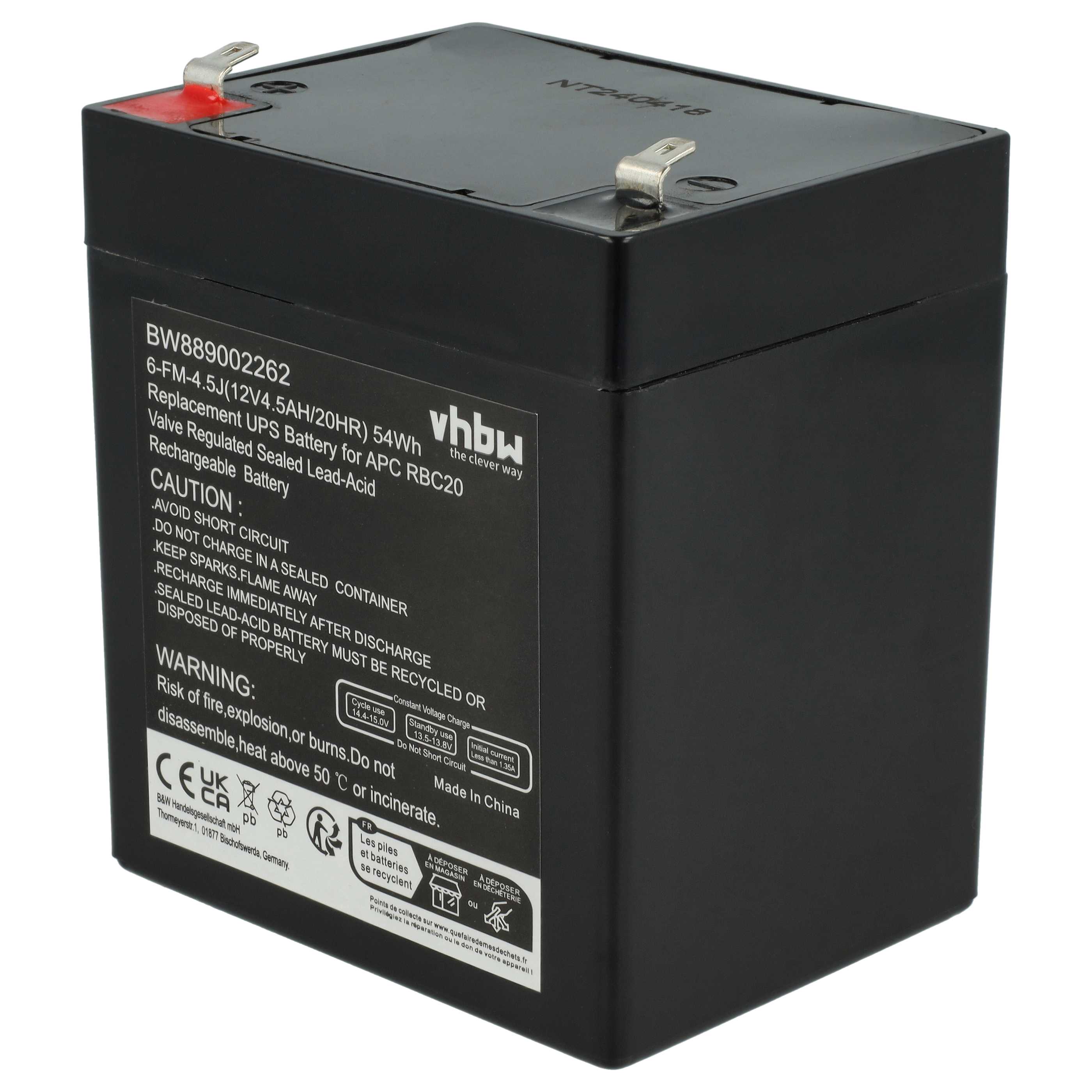 USV-Akku (4 Stück) als Ersatz für APC RBC20 für APC - 4500mAh 12V AGM