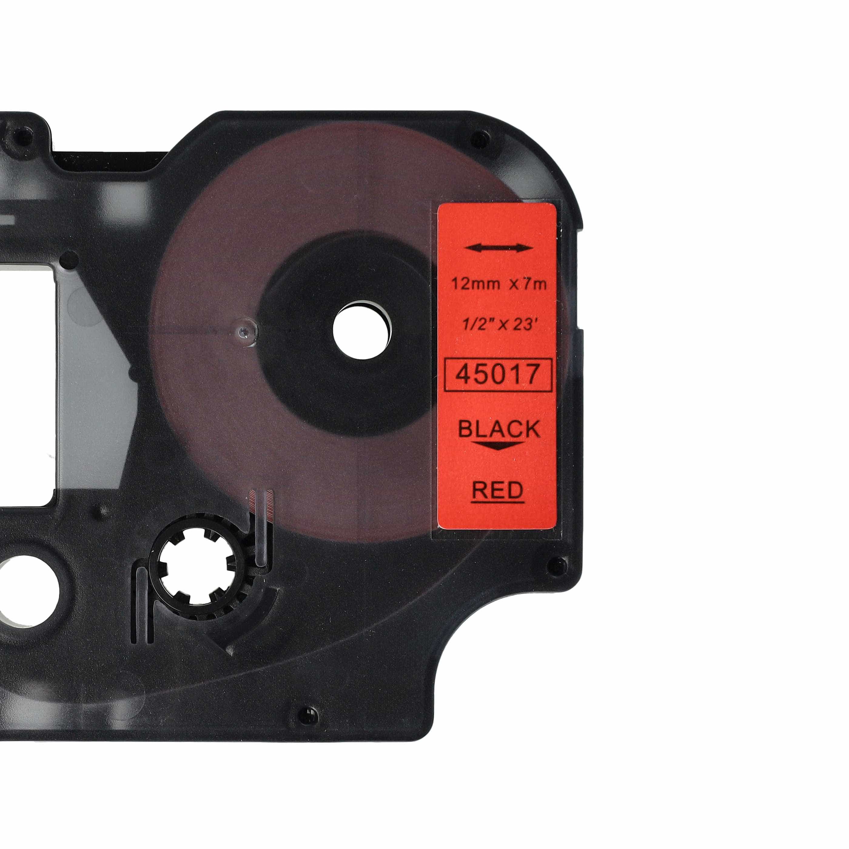 Label Tape replaces Dymo 45017, D1 - 12 mm Black to Red