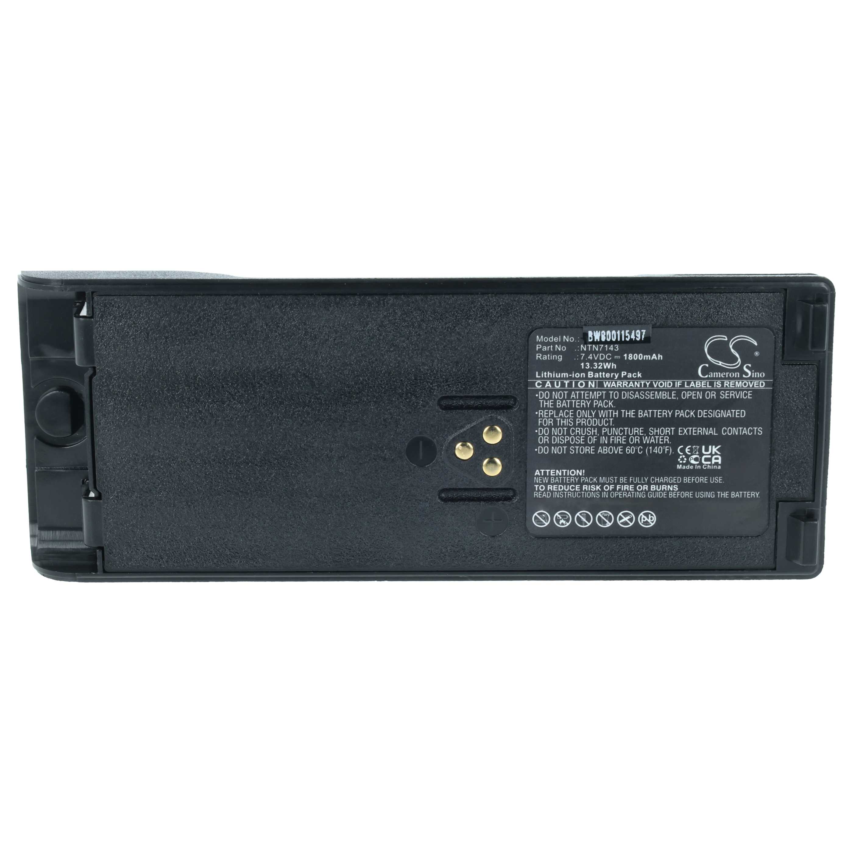 Radio 10x Battery replaces Motorola NTN7143A, NTN7143, FuG11b, NTN7143B - 1800 mAh 7.4 V Li-Ion + Belt Clip