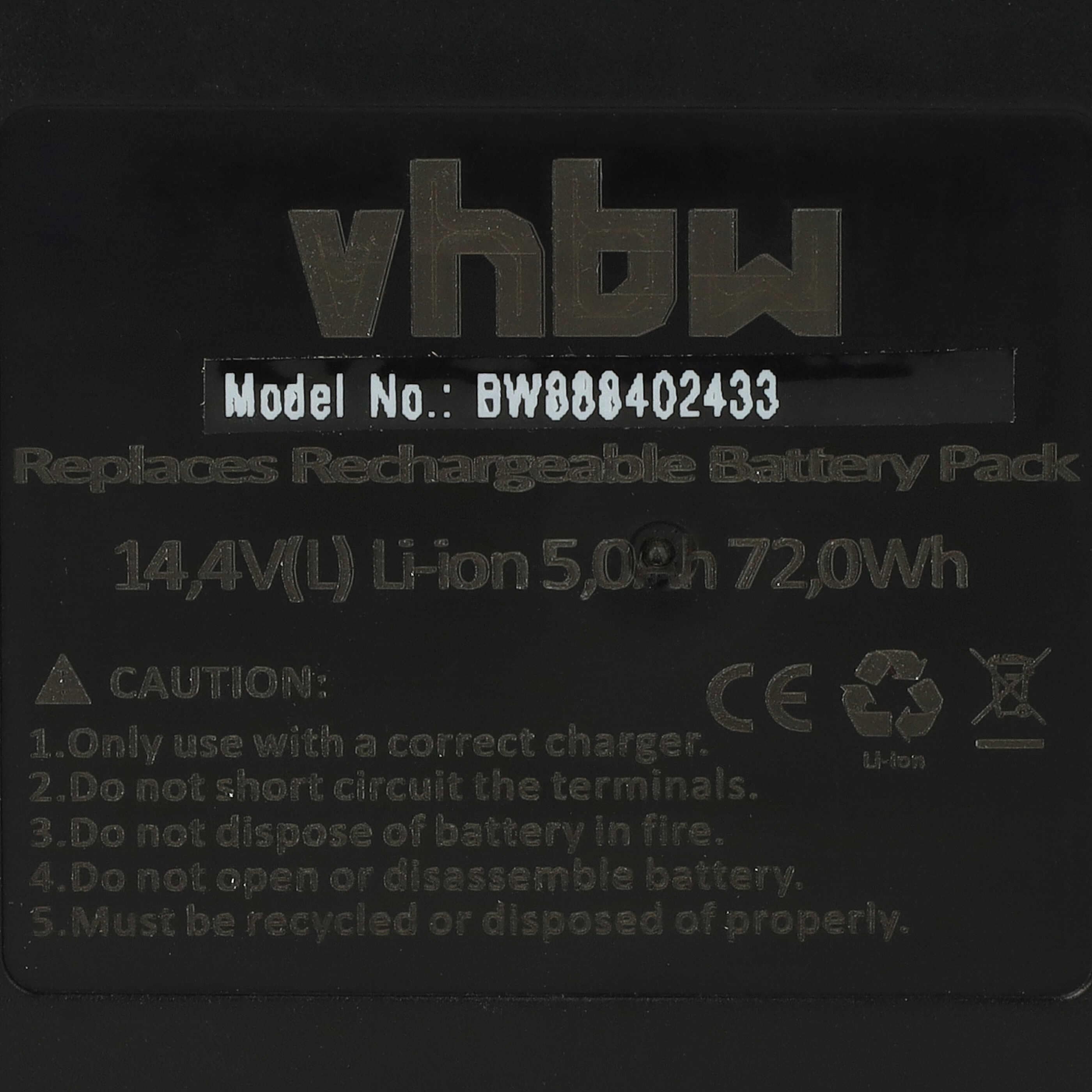 Batería reemplaza Makita BL1415, 194066-1, BL1415N, 194065-3 para herramienta - 5000 mAh, 14,4 V, Li-Ion
