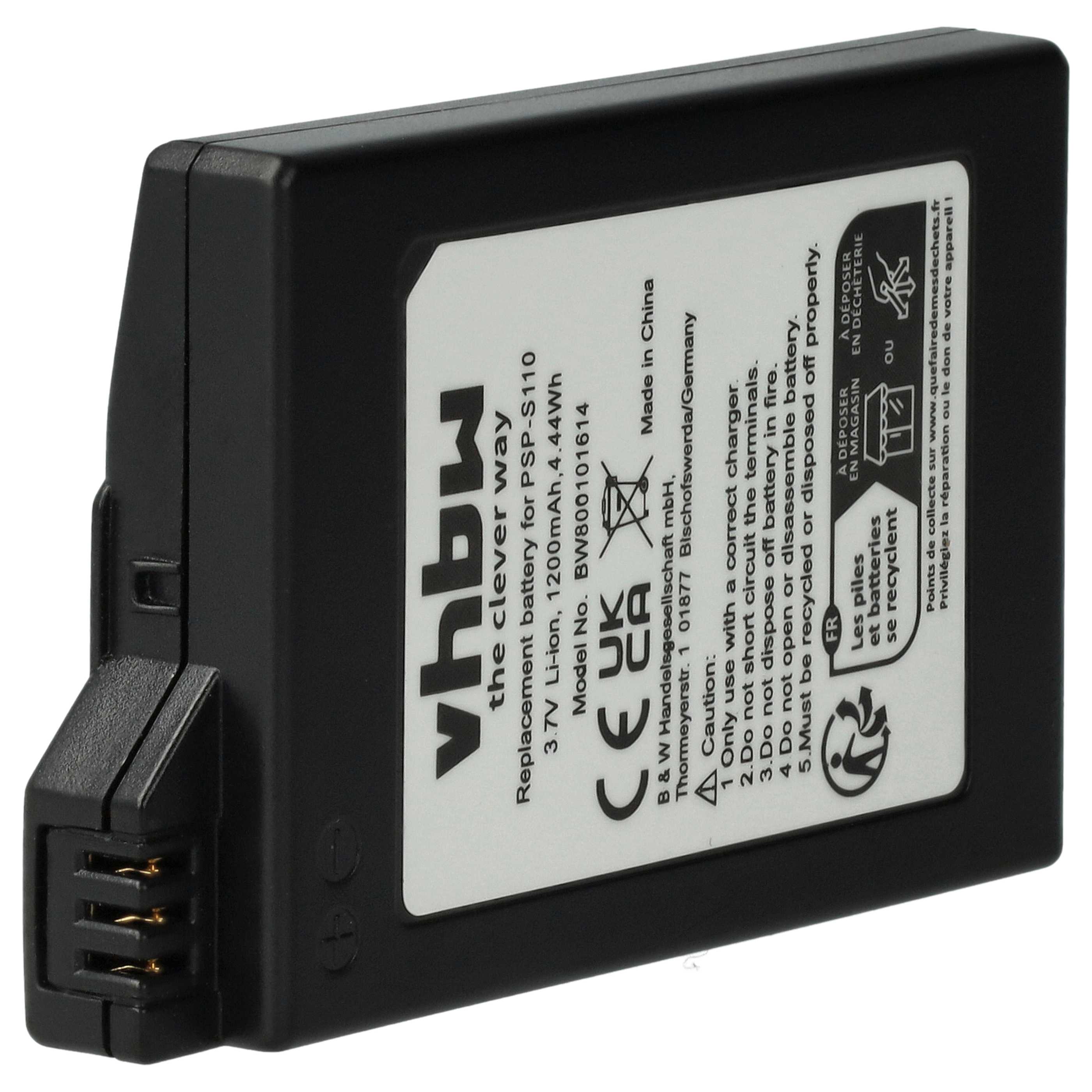 Batterie remplace Sony PSP-S110 remplace Sony PSP-S110 pour console de jeux - 1200mAh, 3,7V