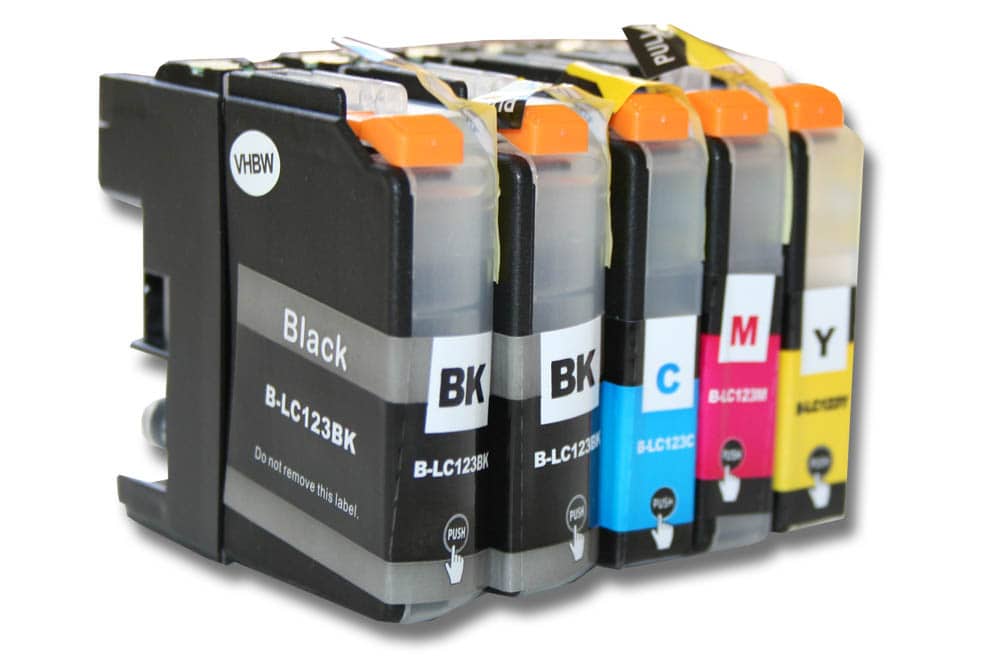 Set de 5x cartuchos de tinta reemplaza Brother LC123, LC123C, LC123BK para impresora - B/C/M/Y 36 ml + chip