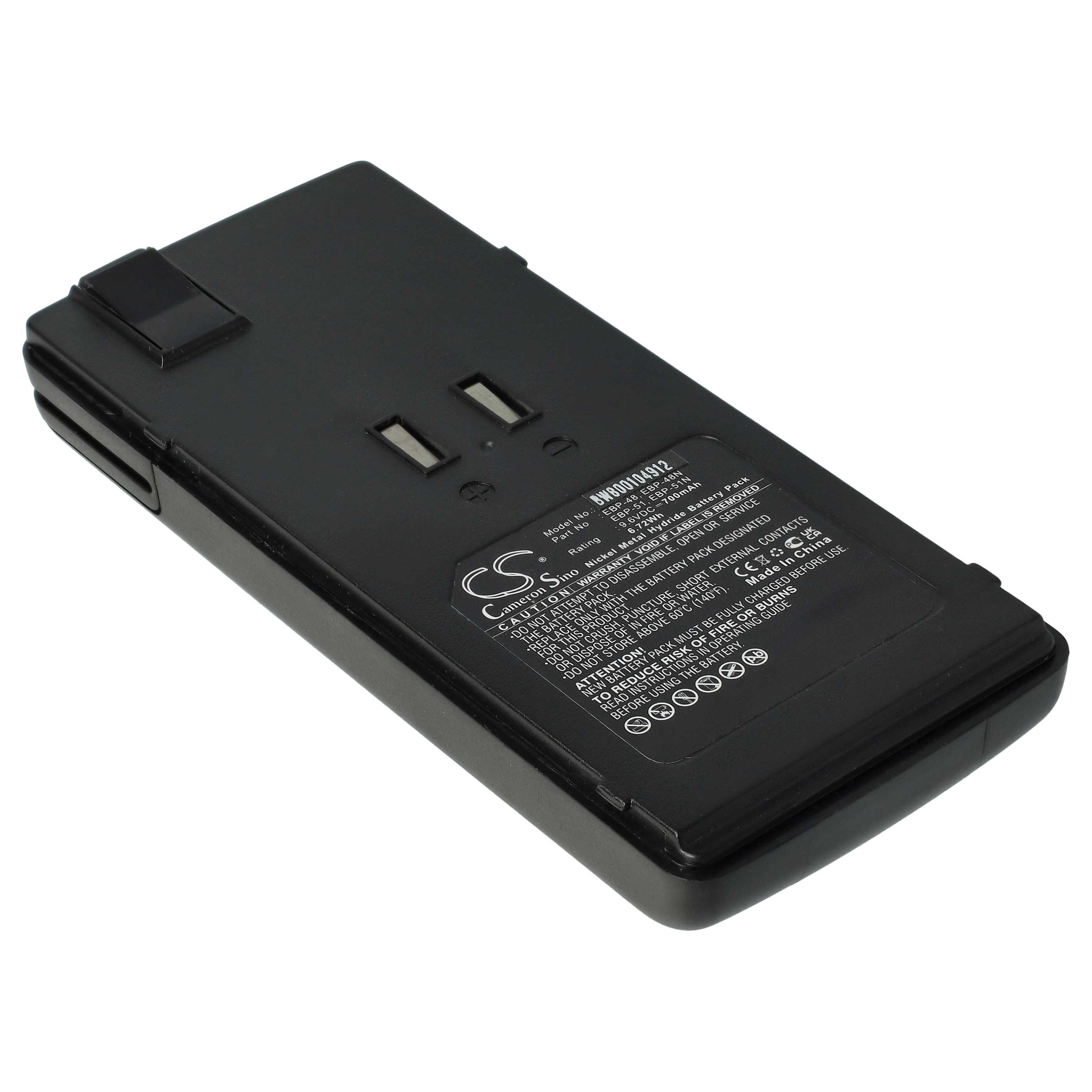 Radio Battery replaces Alinco EBP-51N, EBP-48, EBP-48N, EBP-51 - 700 mAh 9.6 V NiMH
