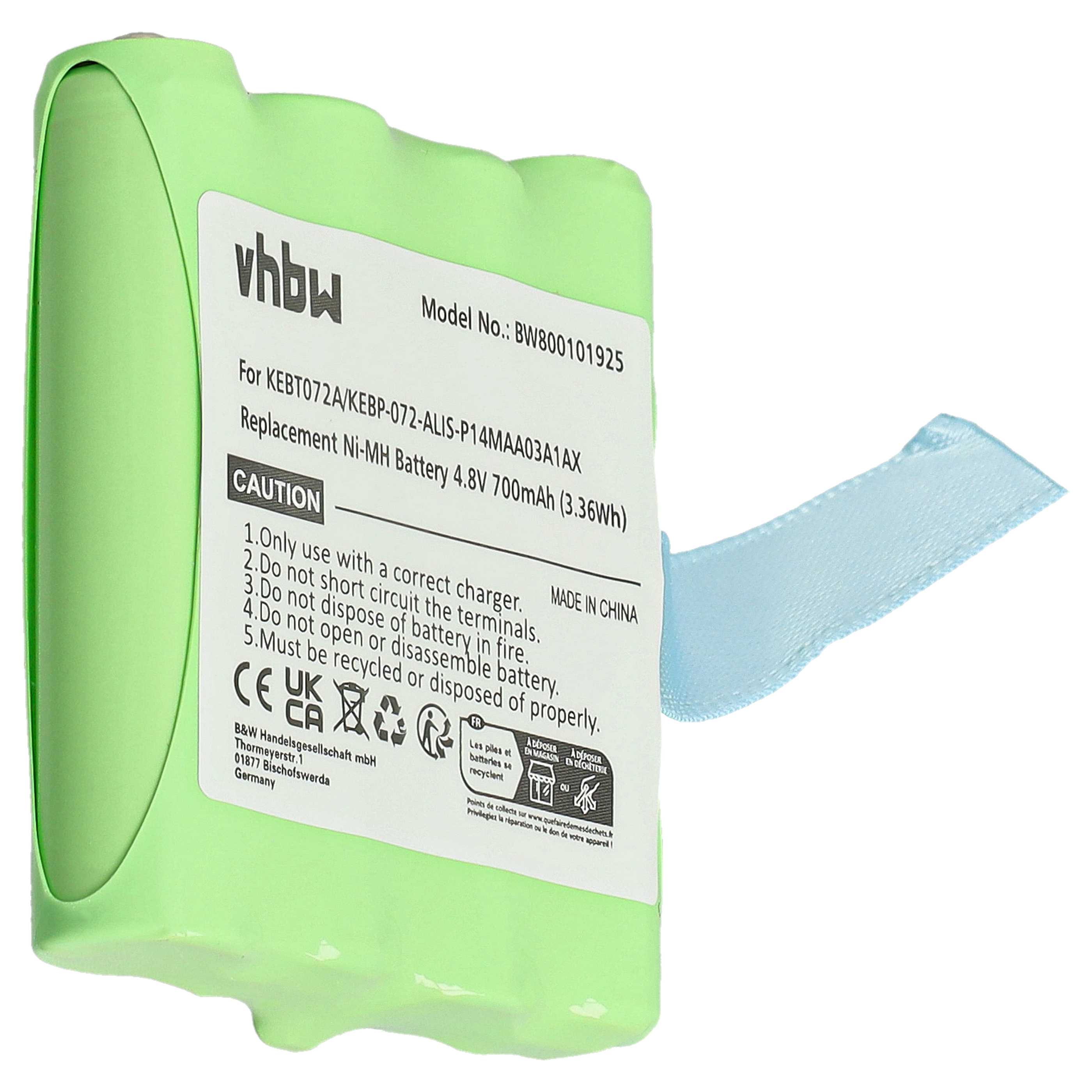 Batteria sostituisce Midland KEBT072A, BATT4R, BATT-4R per dispositivo radio Switel - 700mAh 4,8V NiMH