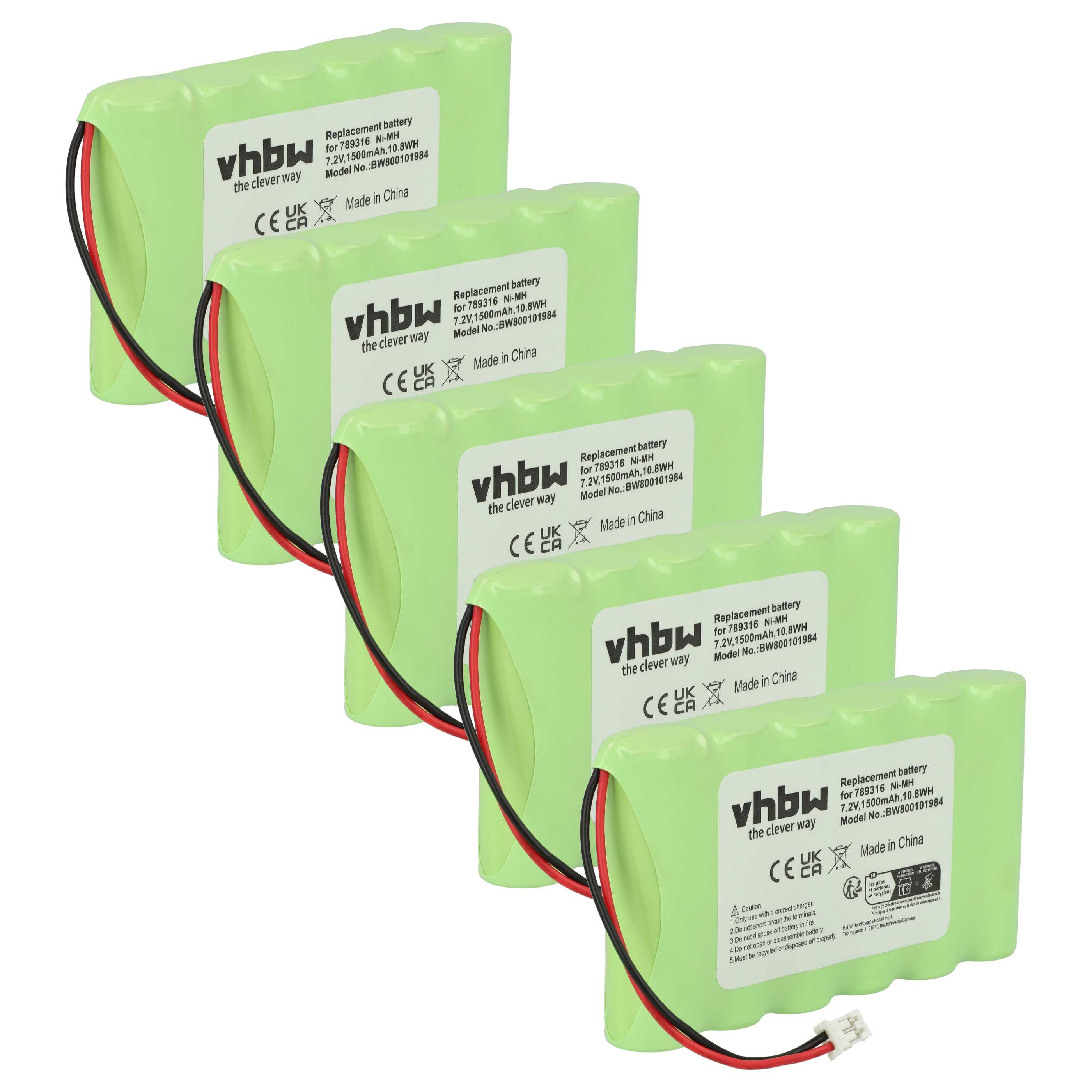 5x Battery replaces Ingenico 789316, 6VHAAL, 6N120SFE-15615 for Incognito Barcode Scanner POS - 1200 mAh 7.2 V