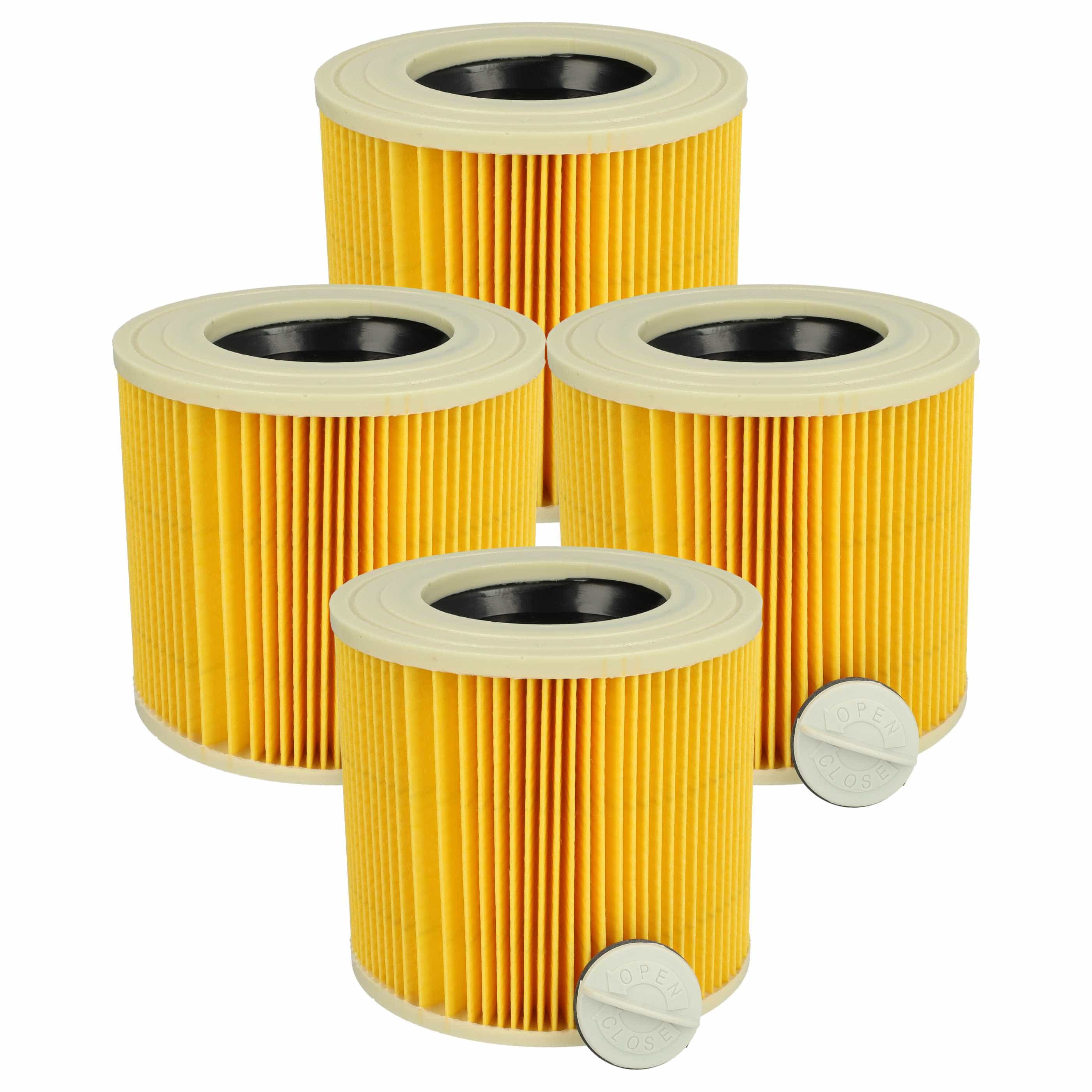 4x Filtro reemplaza Kärcher 2.863-303.0, 6.414-552.0, 6.414-547.0 para aspiradora PowerPlus, amarillo
