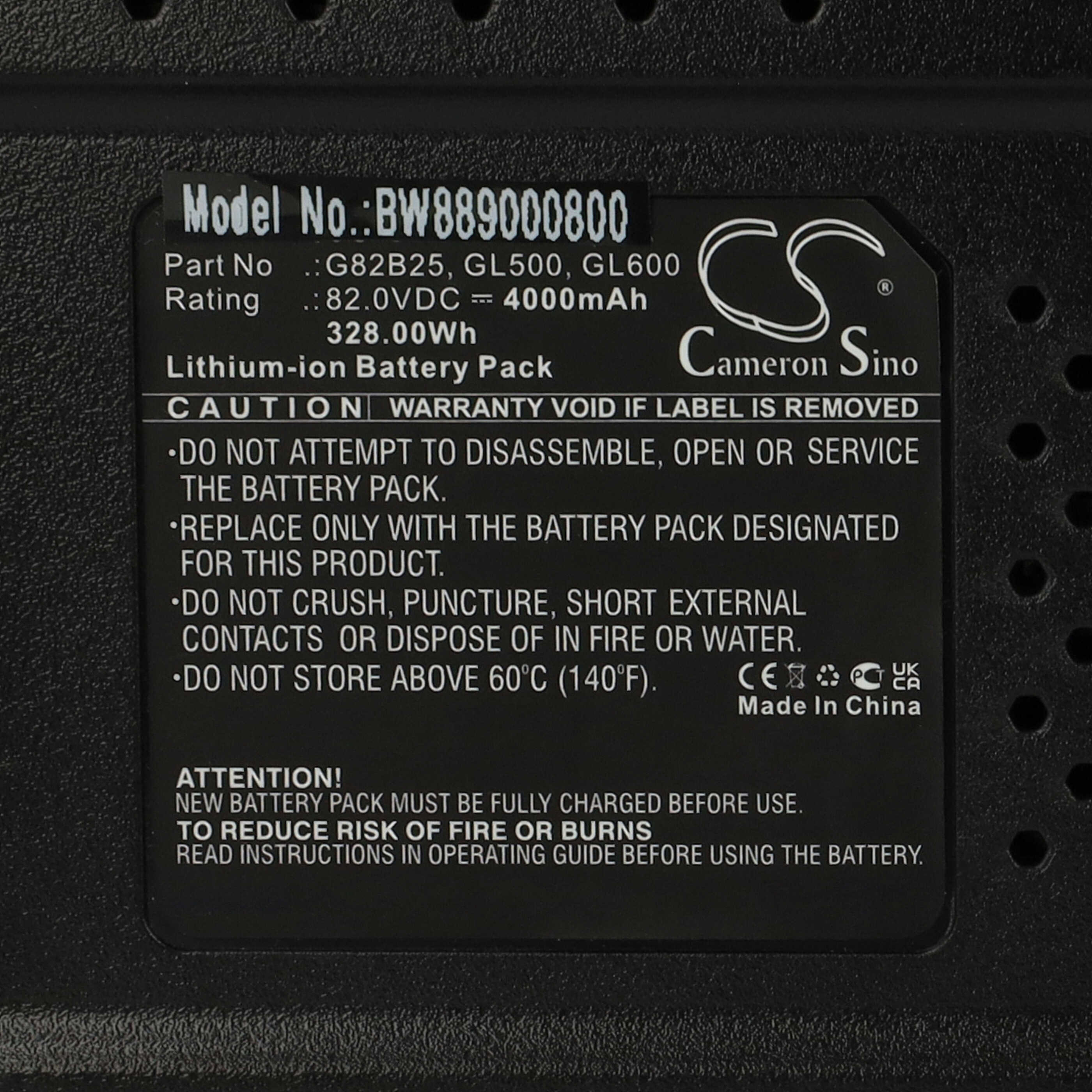 Lawnmower Battery Replacement for Greenworks GL500, GL600, G82B25, GL250, GL400 - 4000 mAh 82 V Li-Ion, black