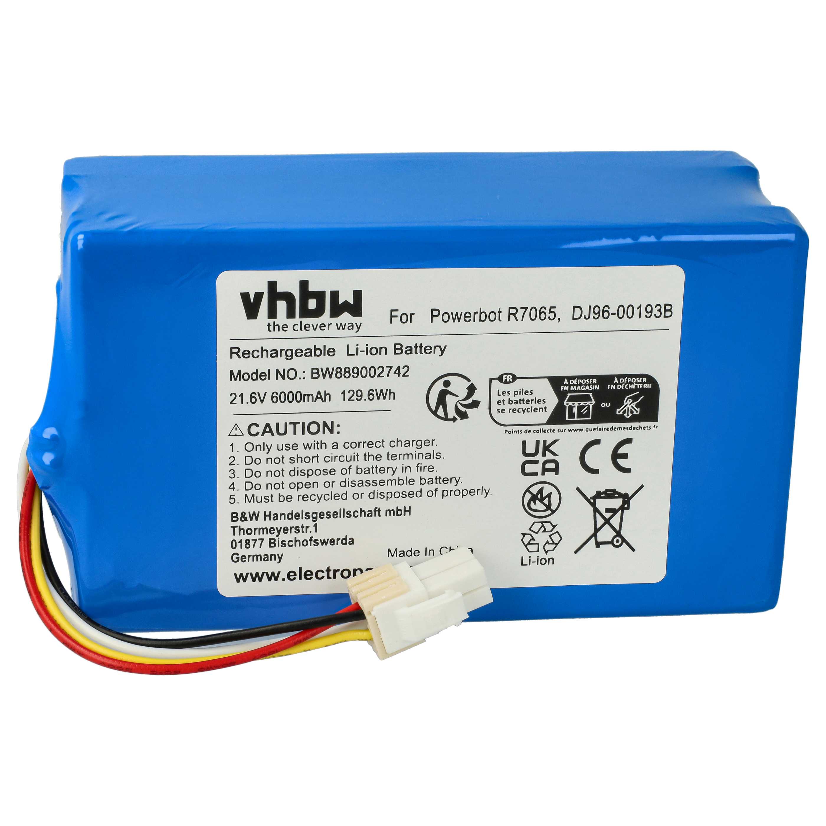 Battery replaces Samsung DJ96-00193B for Samsung 6000mAh, 21.6V, Li-Ion