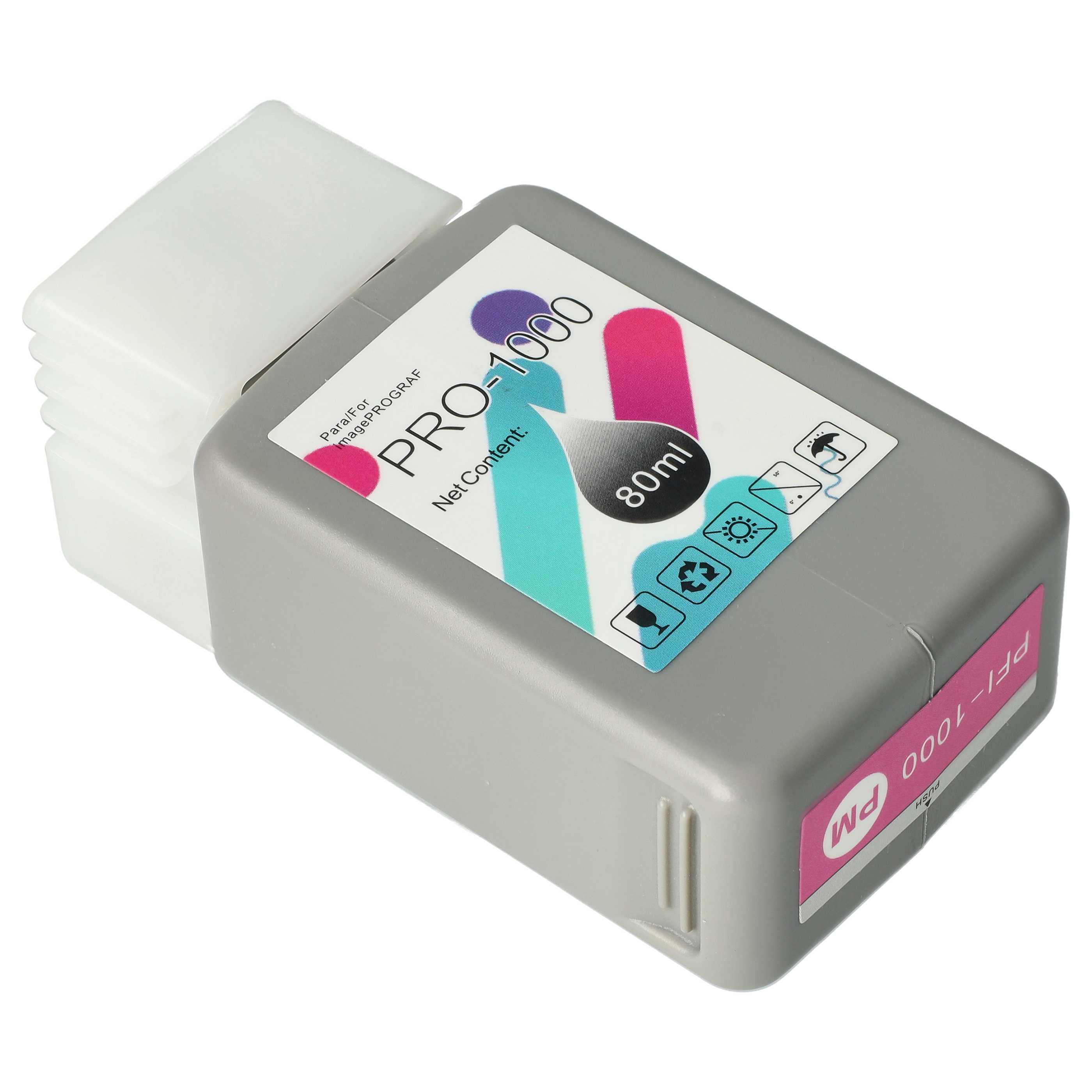 Ink Cartridge as Exchange for Canon PFI-1000PM, PFI-1000 PM for Canon Printer - photo magenta 80 ml + Chip