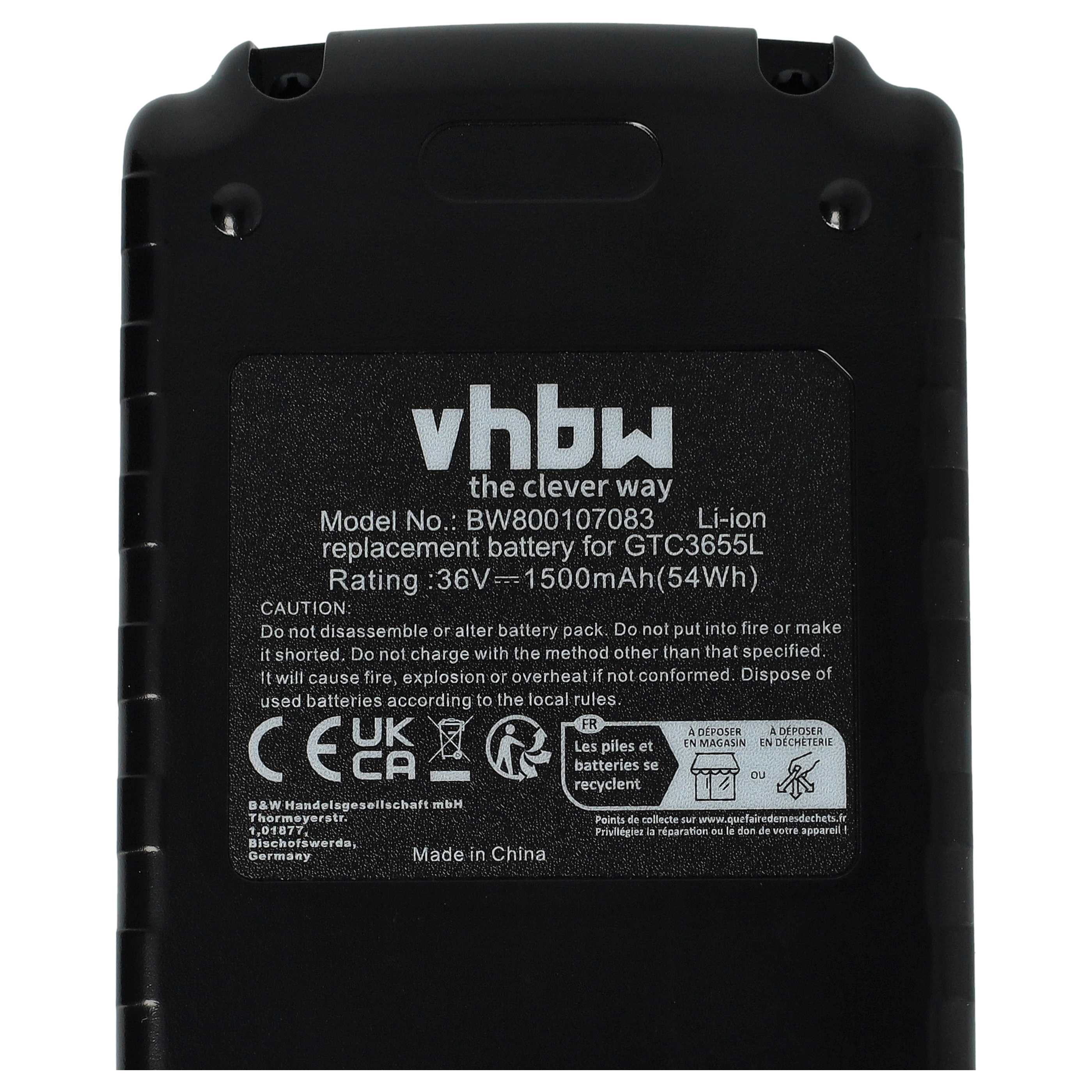 Batería para herramienta reemplaza Black & Decker BL2036, BL1336-XJ, BL1336 - 1500 mAh, 36 V, Li-Ion