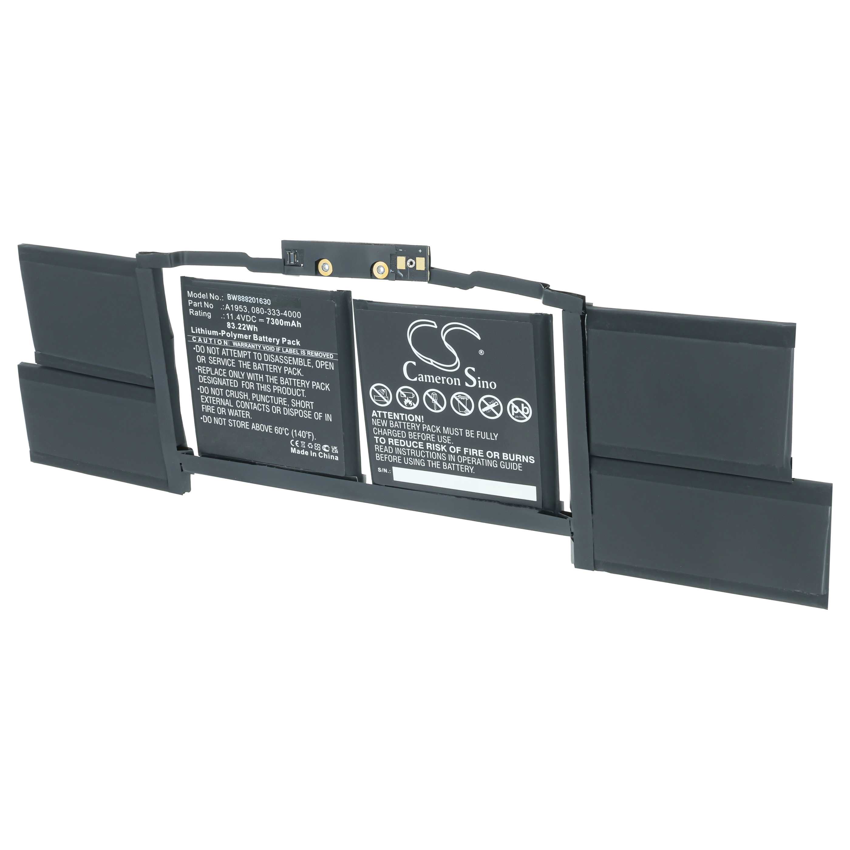 Batterie remplace Apple 020-02391 pour ordinateur portable Apple- 7300mAh 11,4V Li-polymère, noir