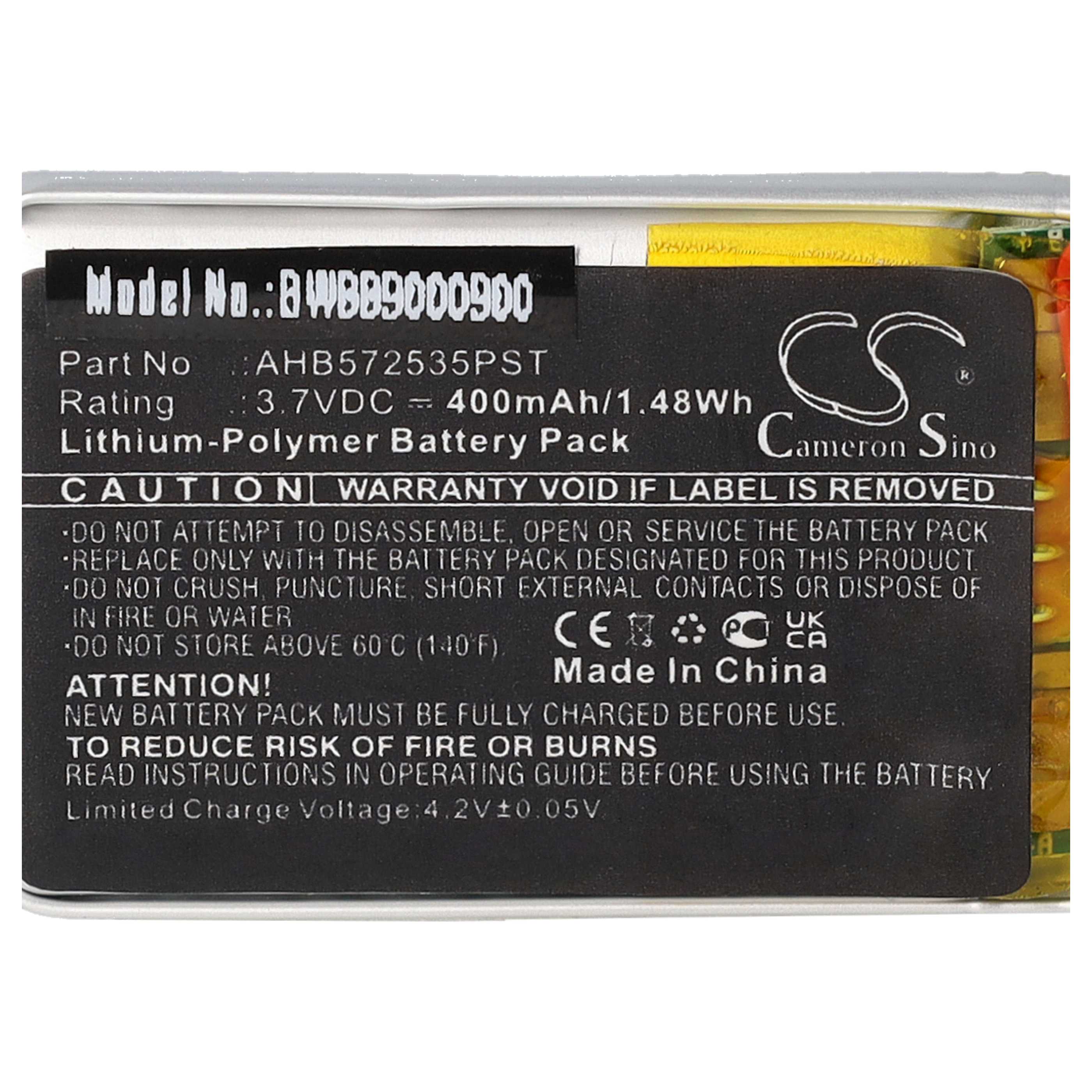 5x Akumulator do słuchawek bezprzewodowych zamiennik Jabra AHB572535PST - 400 mAh 3,7 V LiPo