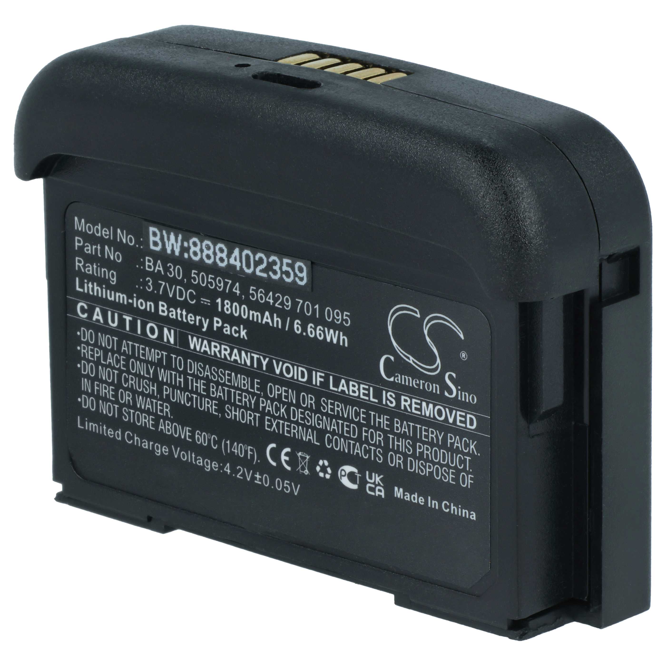 Batterie remplace Sennheiser 505974 pour système radio numérique Sennheiser - 1800mAh 3,7V Li-ion