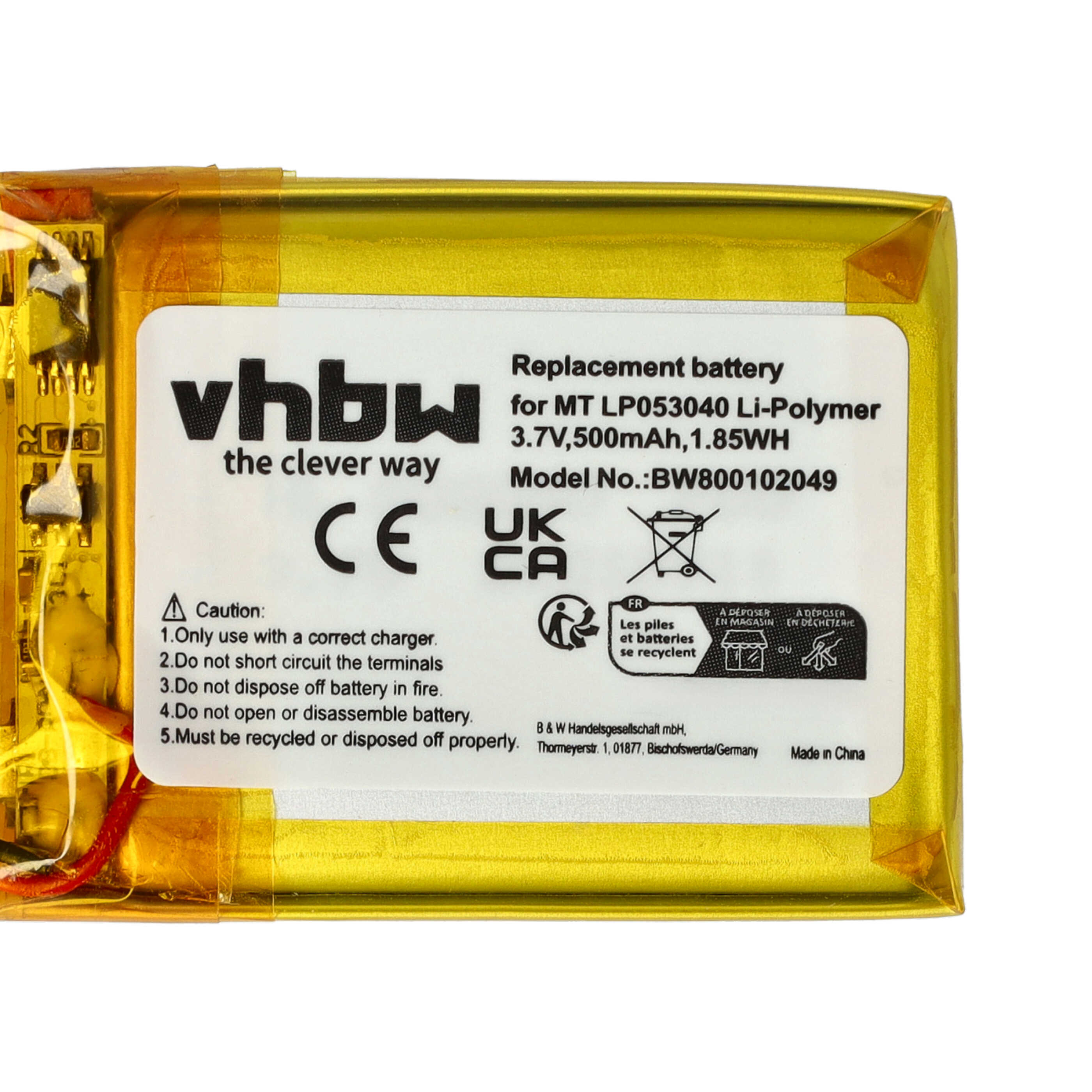 2x Batteries remplace iDect CP75, MT LP053040 pour téléphone iDect - 600mAh 3,7V Li-polymère