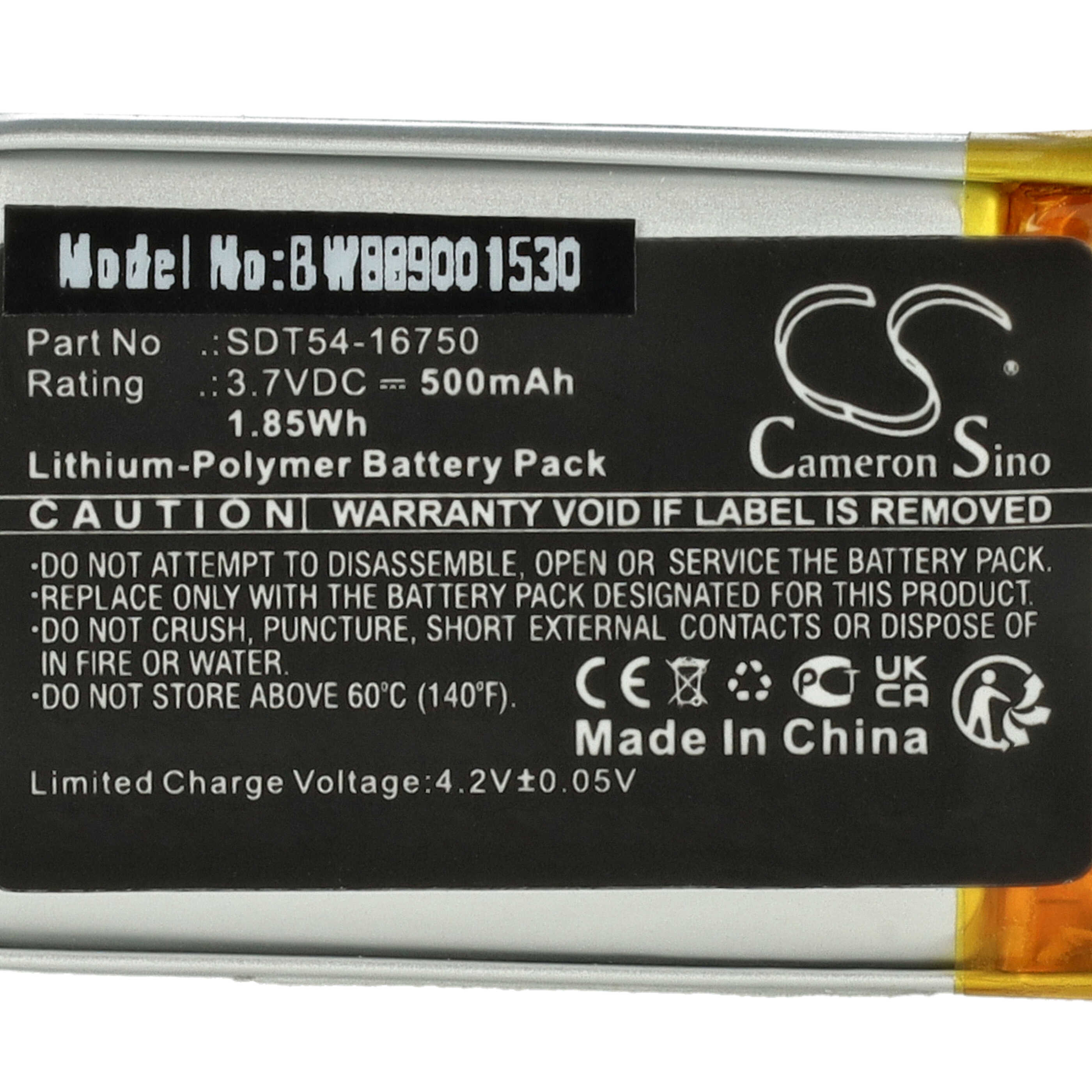 Batteria collare per collare per cani sostituisce Sportdog SDT54-16750 - 500mAh 3,7V Li-Poly