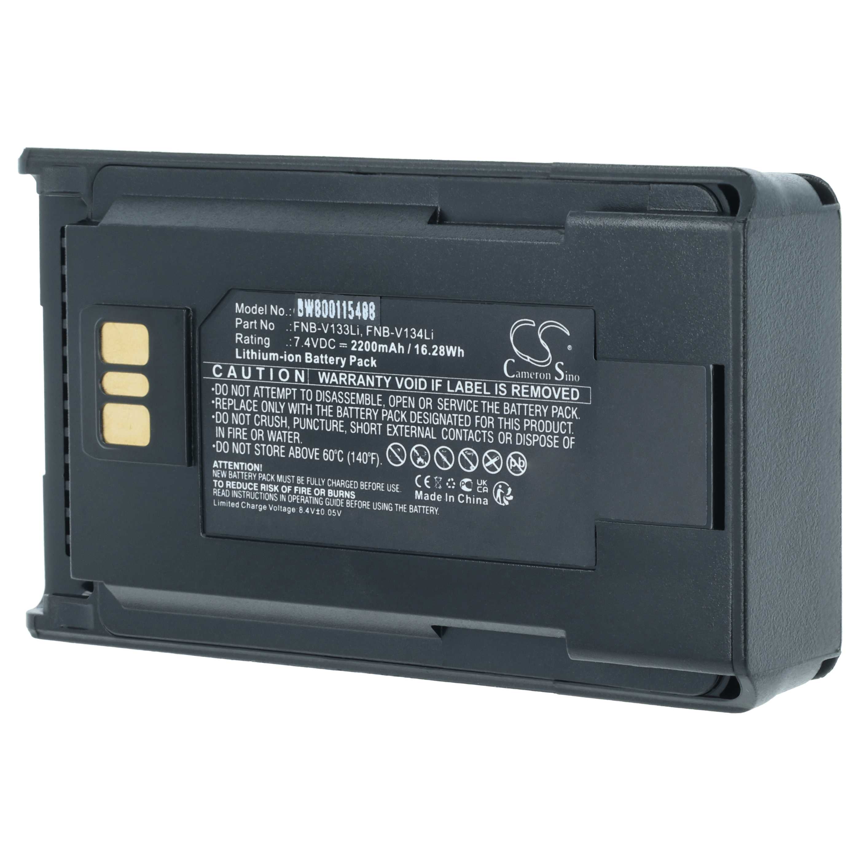 Radio Battery replaces Motorola AAJ67X001, AAJ68X001, AAK66X501 - 2200 mAh 7.4 V Li-Ion + Belt Clip