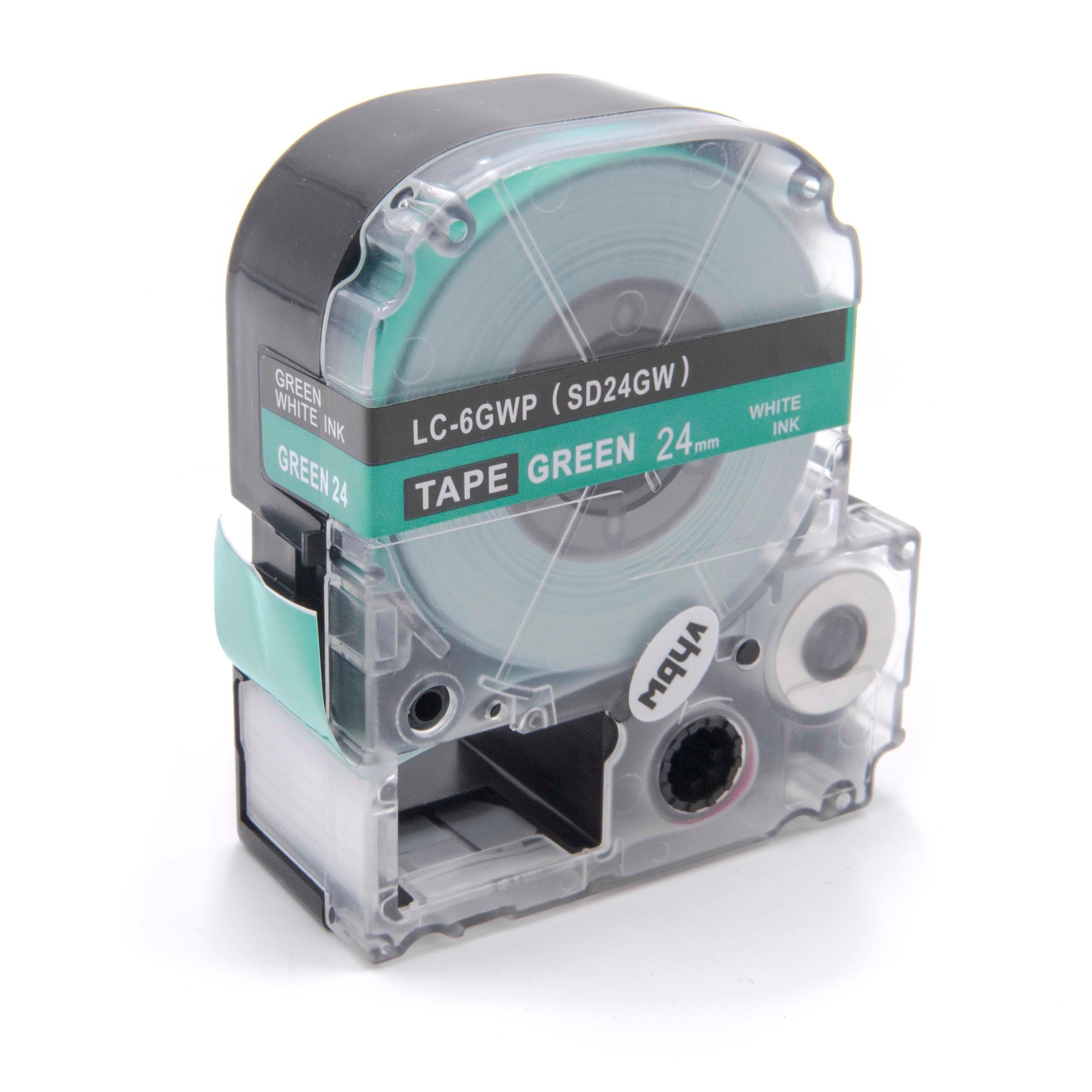 Label Tape replaces Epson LC-6GWP - 24 mm White to Green