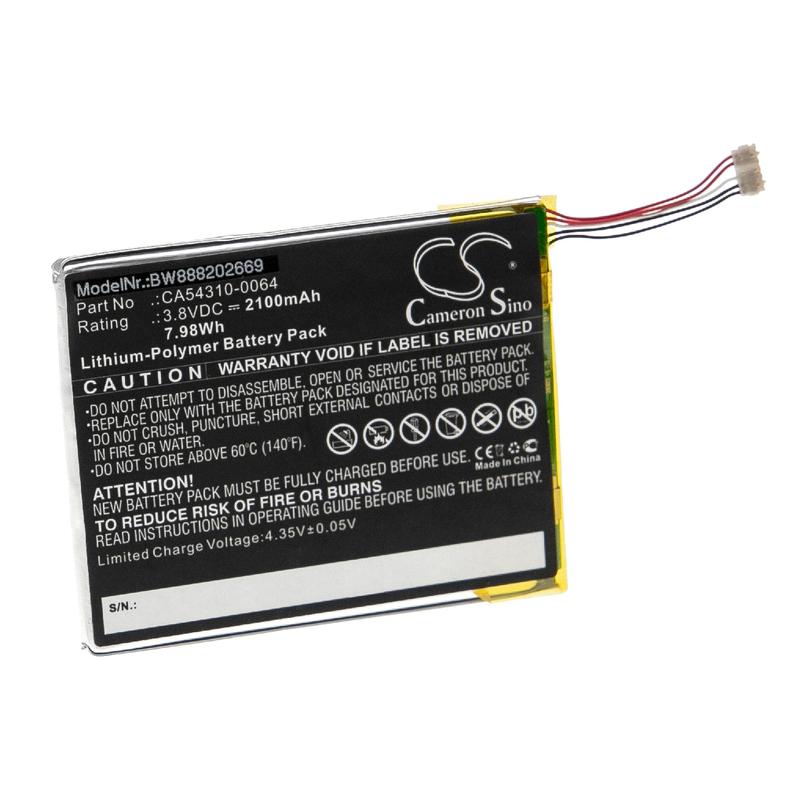 Batterie remplace Fujitsu CA54310-0064 pour téléphone portable - 2100mAh, 3,8V, Li-polymère