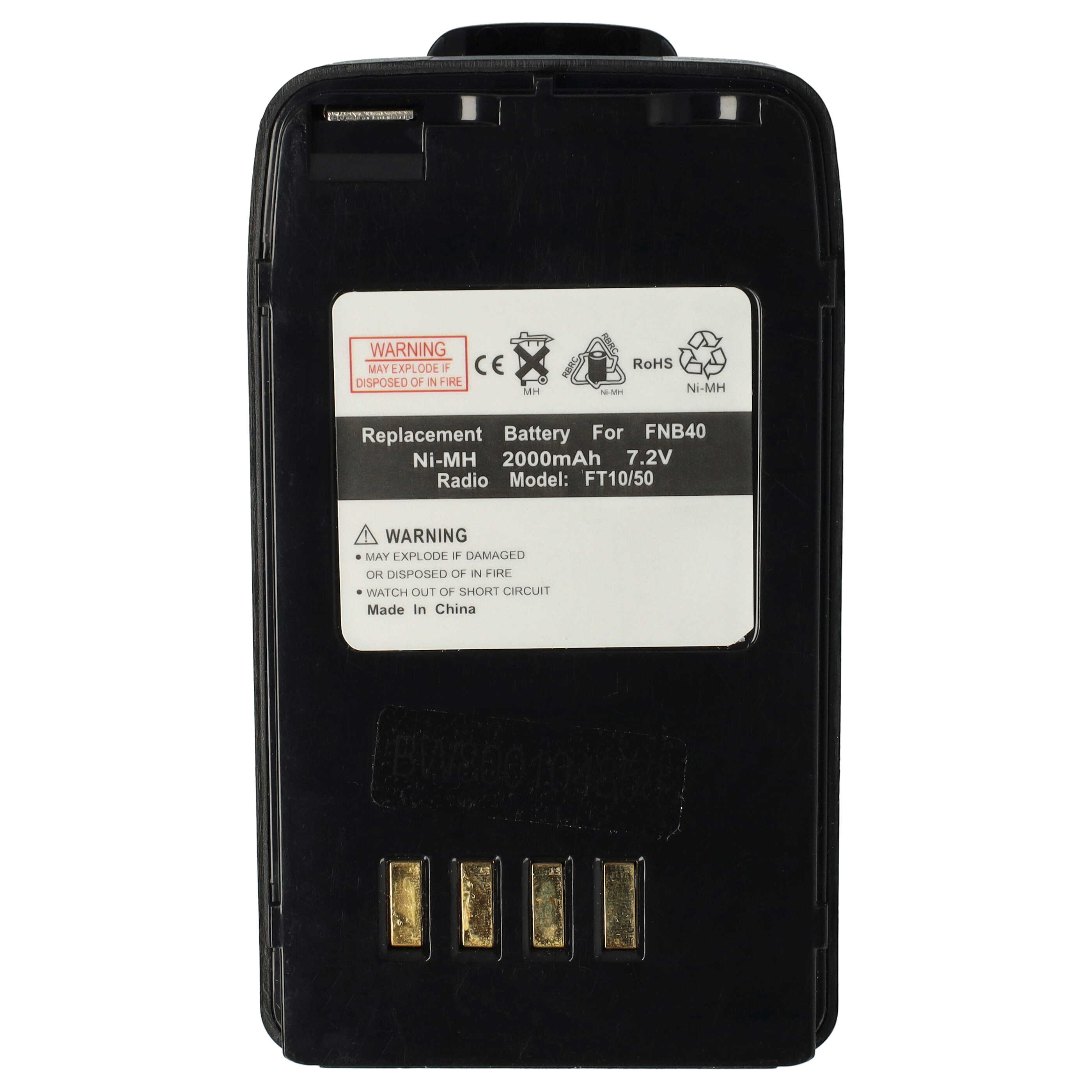 Batería reemplaza FNB-V47 para radio, walkie-talkie Vertex / Yaesu - 2000 mAh 7,2 V NiMH con clip