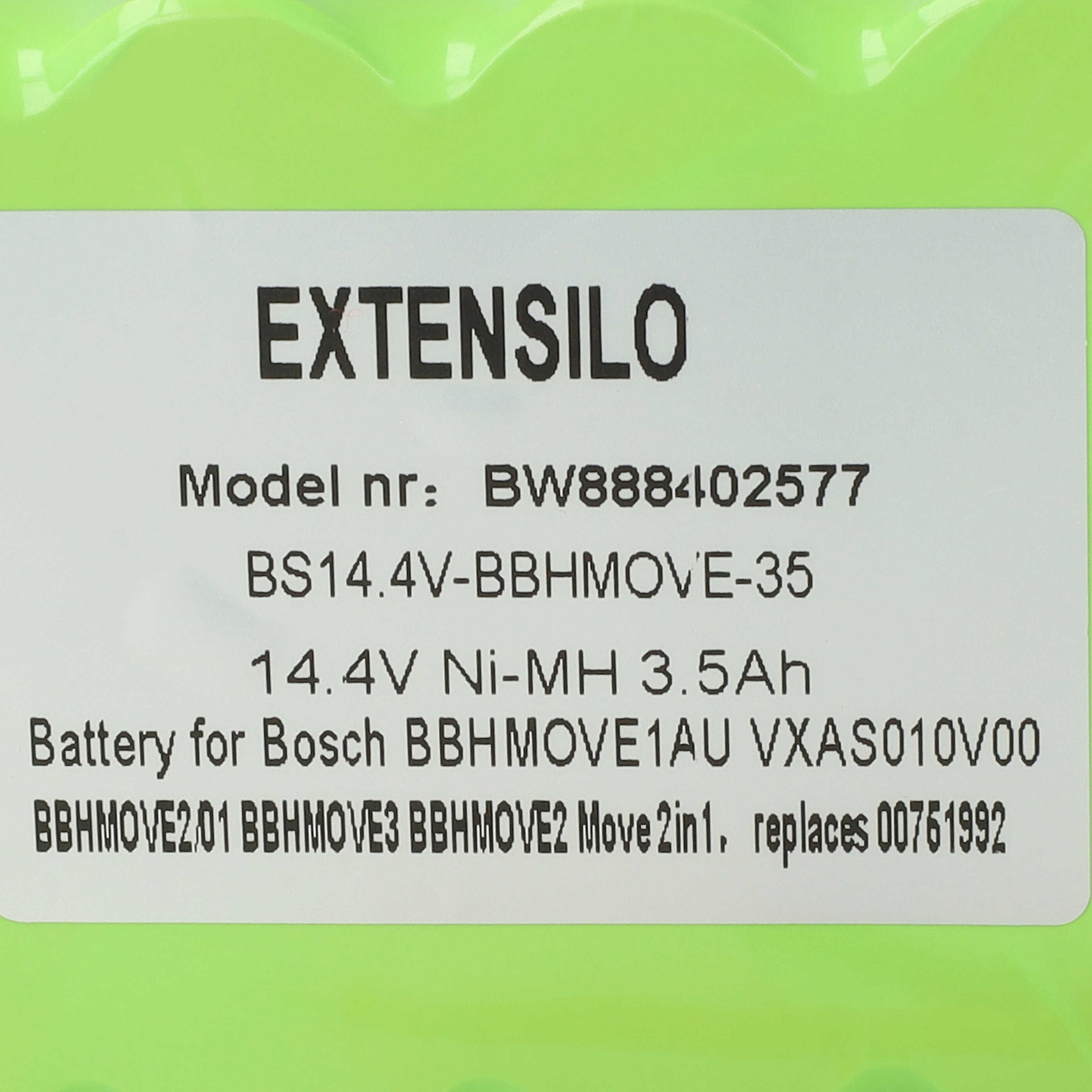 Batería reemplaza Bosch FD8901, GP180SCHSV12Y2H, 00751992 para aspiradora Bosch - 3500 mAh 14,4 V NiMH