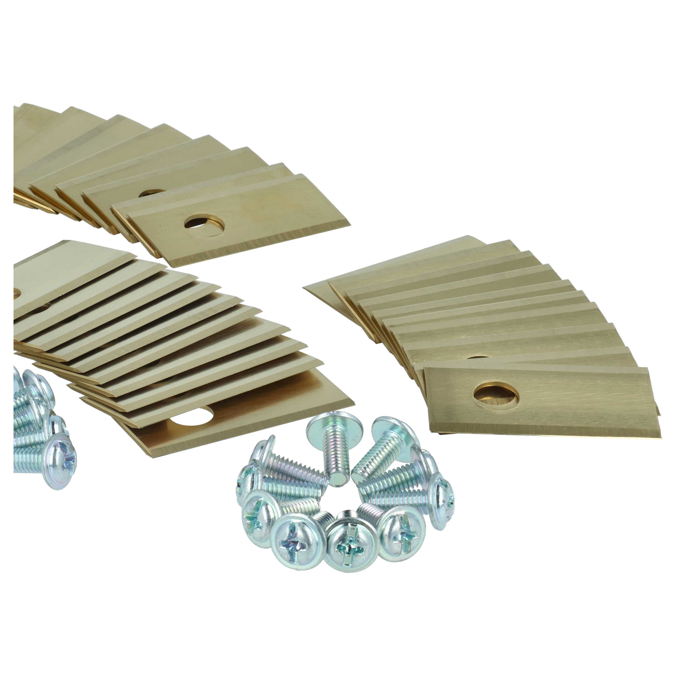 30x Lames pour tondeuse Philips, Scheppach, Worx, Landxcape – Couteaux apatite de titane, Silber Gold