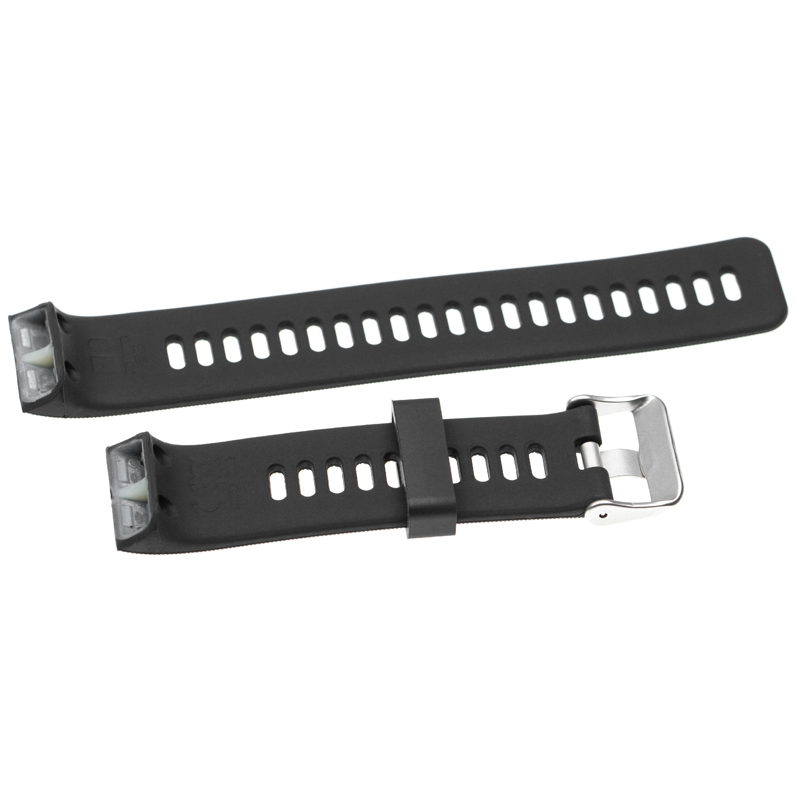 Bracelet pour montre intelligente Garmin Forerunner - 13,5 + 9,4 cm de long, 23mm de large, silicone, noir