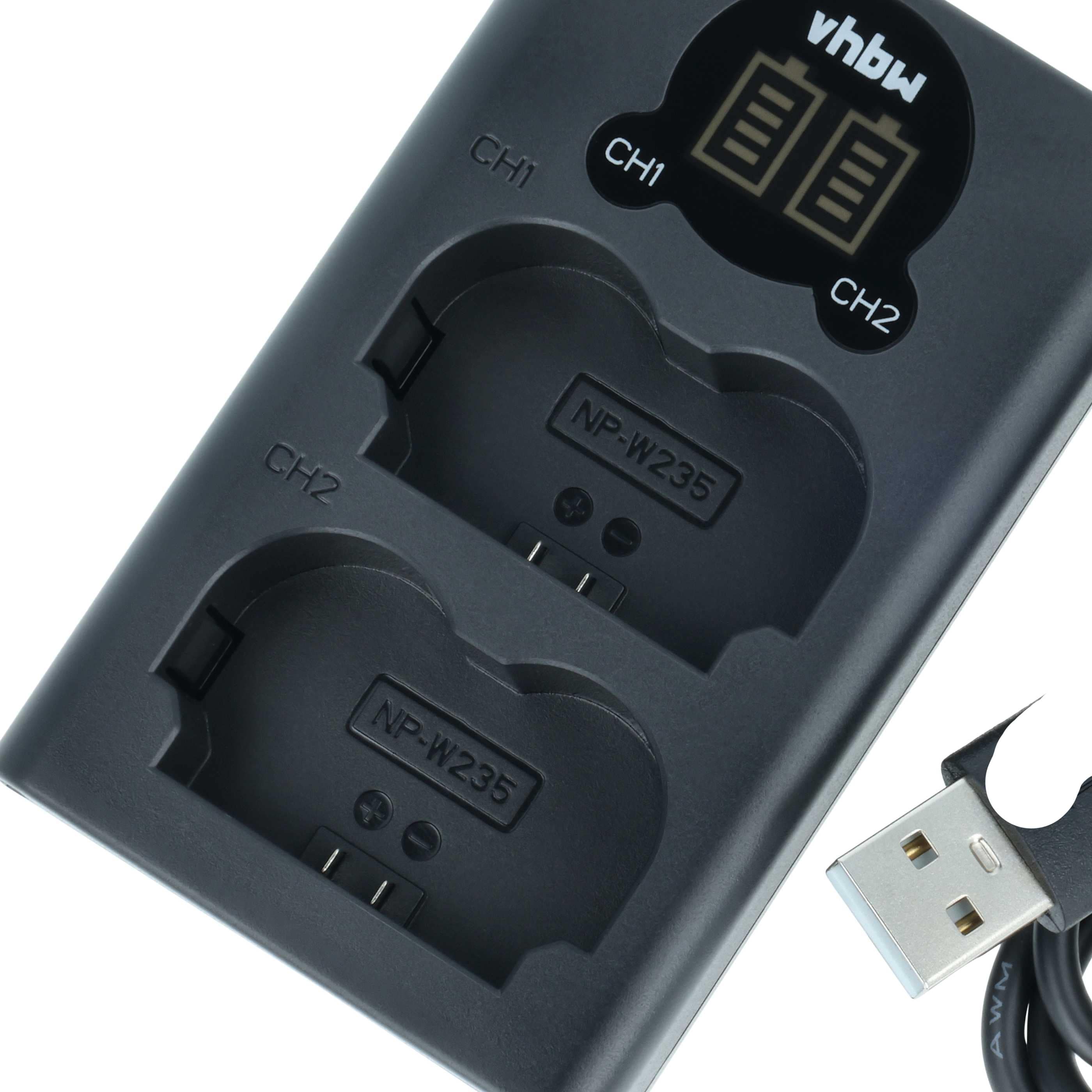 Battery Charger Micro-USB + USB-C + Cable Micro-USB suitable for Fuji Fujifilm GFX 50S II Digital Camera