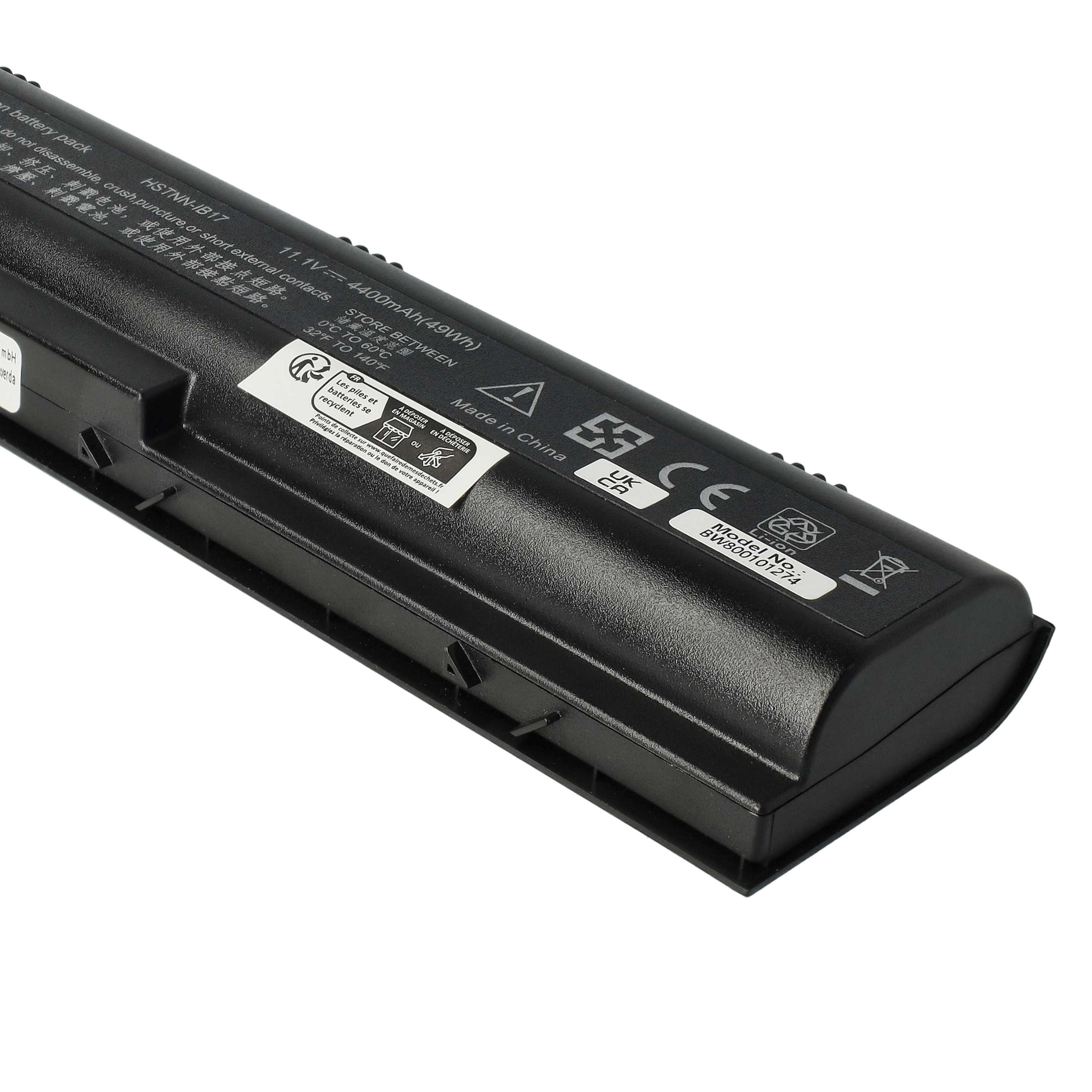 Batterie remplace HP 367760-001, 367759-001, 383493-001 pour ordinateur portable - 4400mAh 10,8V Li-ion, noir