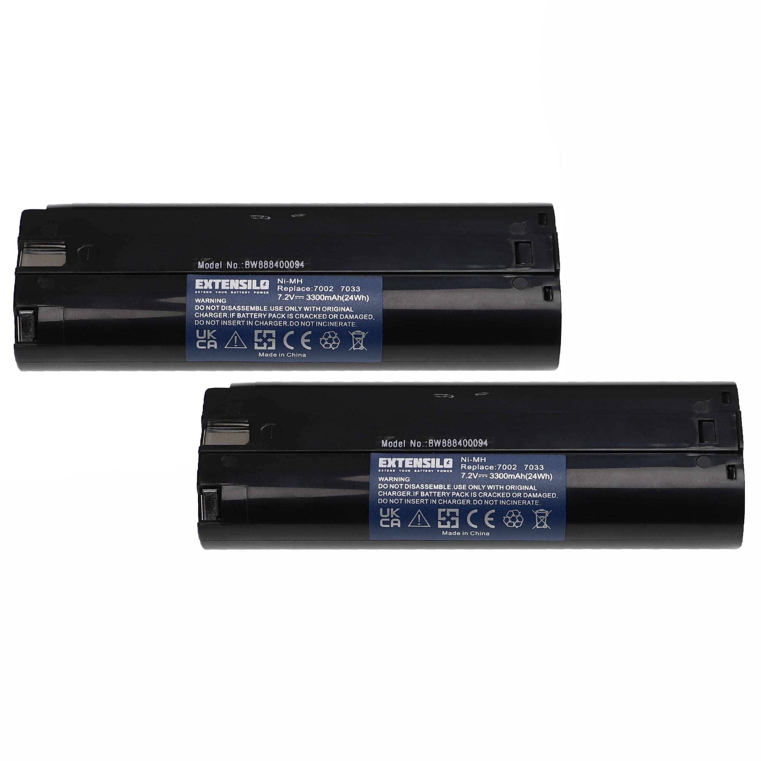 2x Battery replaces Einhell 91011 Electric Power Tool - 3300 mAh, 7.2 V, NiMH