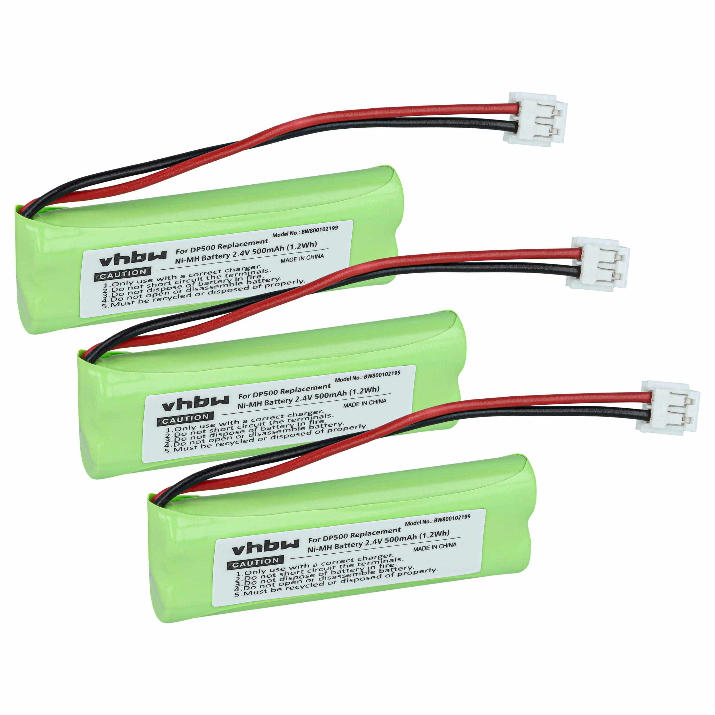 3x Batteries remplace GPHC05RN01, GP1010, VT50AAAALH2BMJZ pour téléphone Binatone - 500mAh 2,4V NiMH