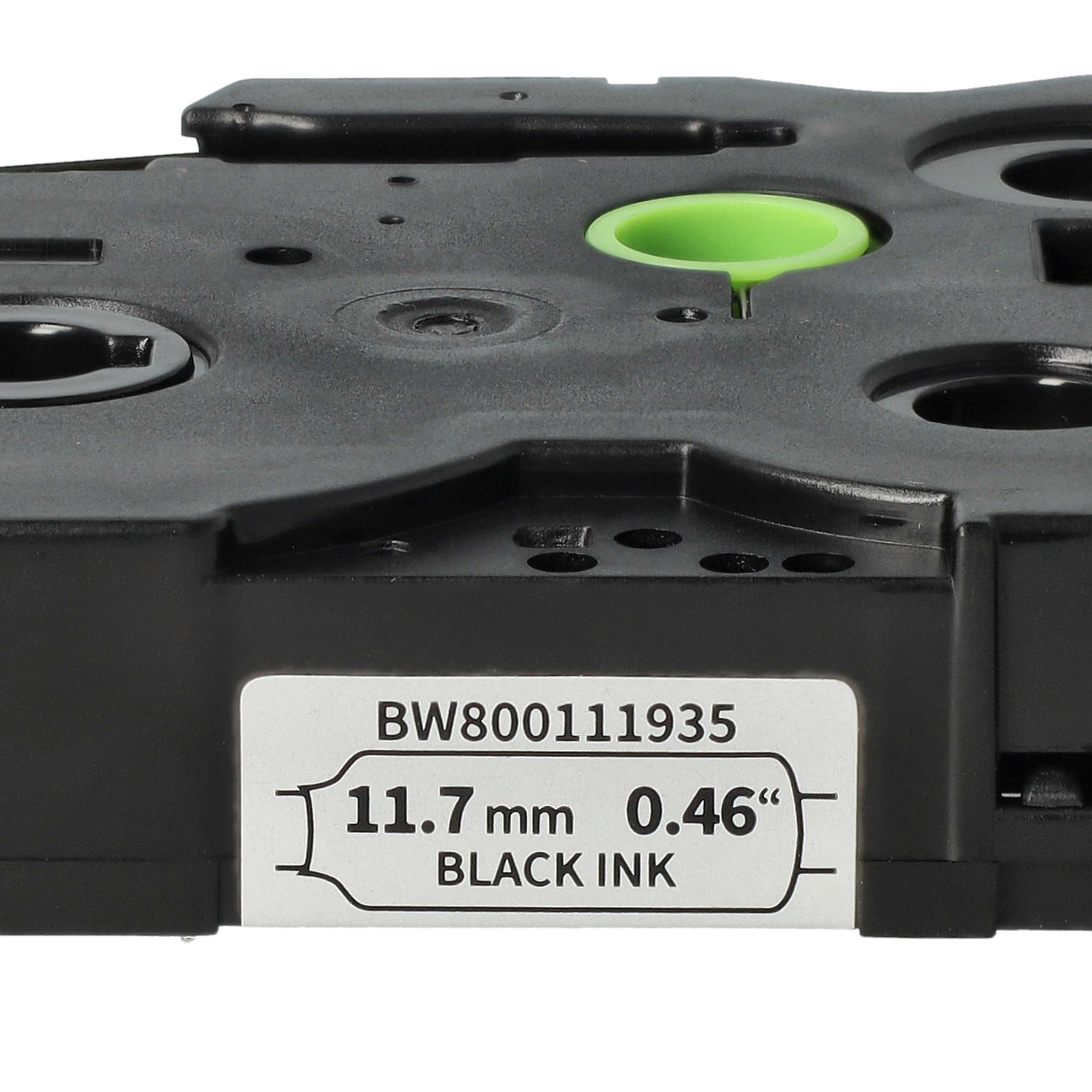 5x Label Tape replaces Brother HSE-231 - 11.7 mm Black to White, Heat Shrink Tape, 11.7 mm