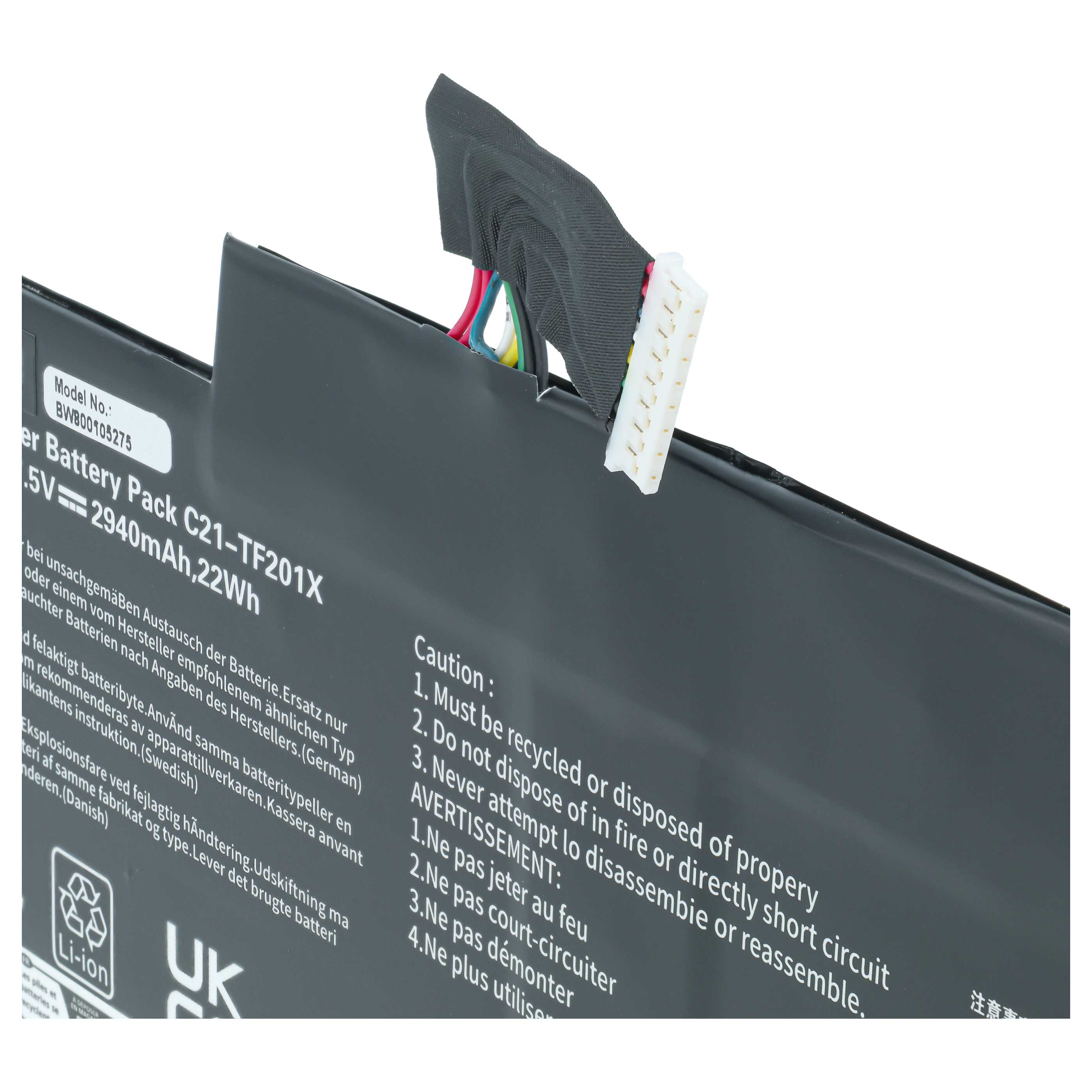 Batteria per tablet sostituisce Asus C21-TF201X - 2900mAh 7,5V Li-Poly