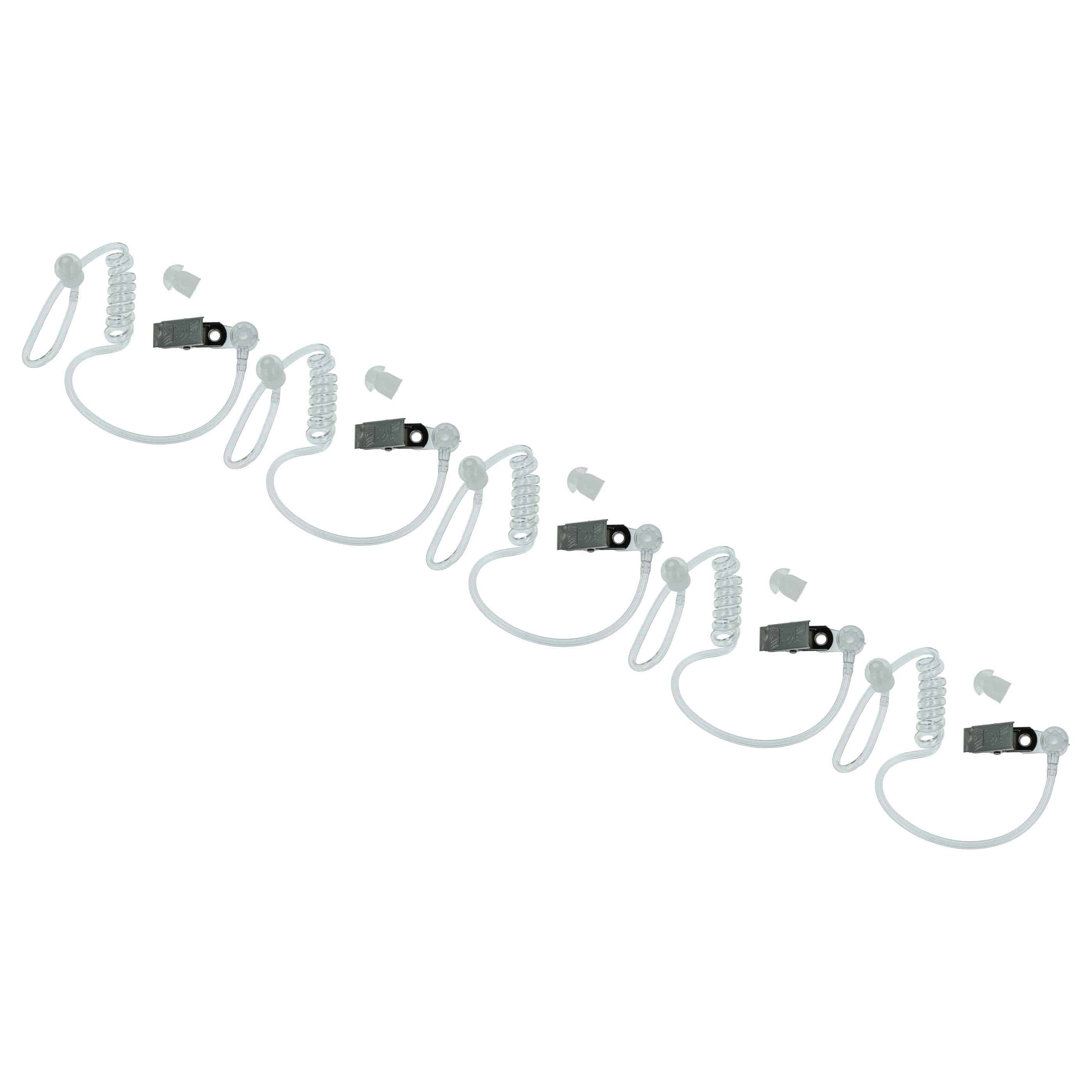 5x Sound Tube suitable for Motorola FTN6707 Headset - With Spare Ohrolive, Adapter + Clip, Transparent, White