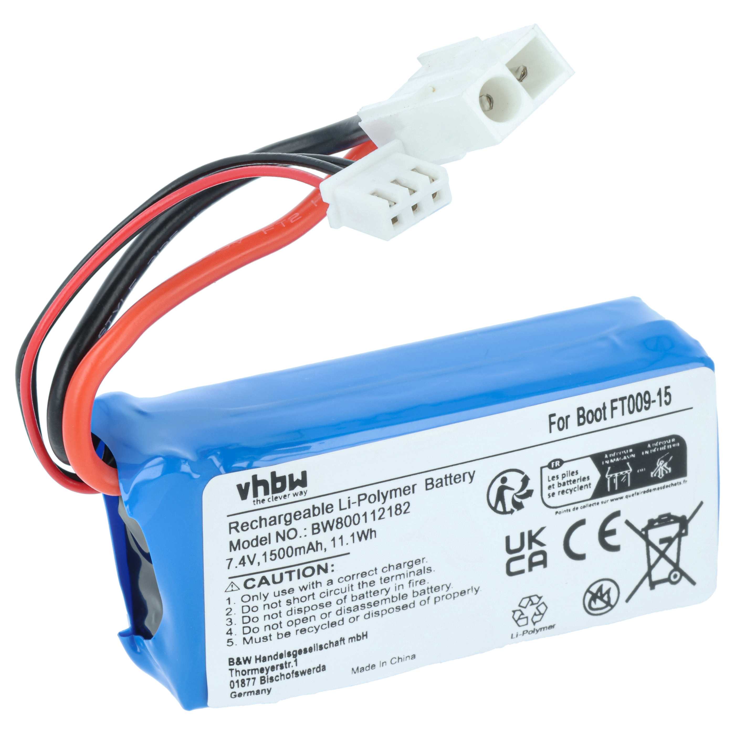 Model Making Device Battery Replacement for Revell 44140 - 1500 mAh 7.4 V Li-polymer, Mini JST-Plug
