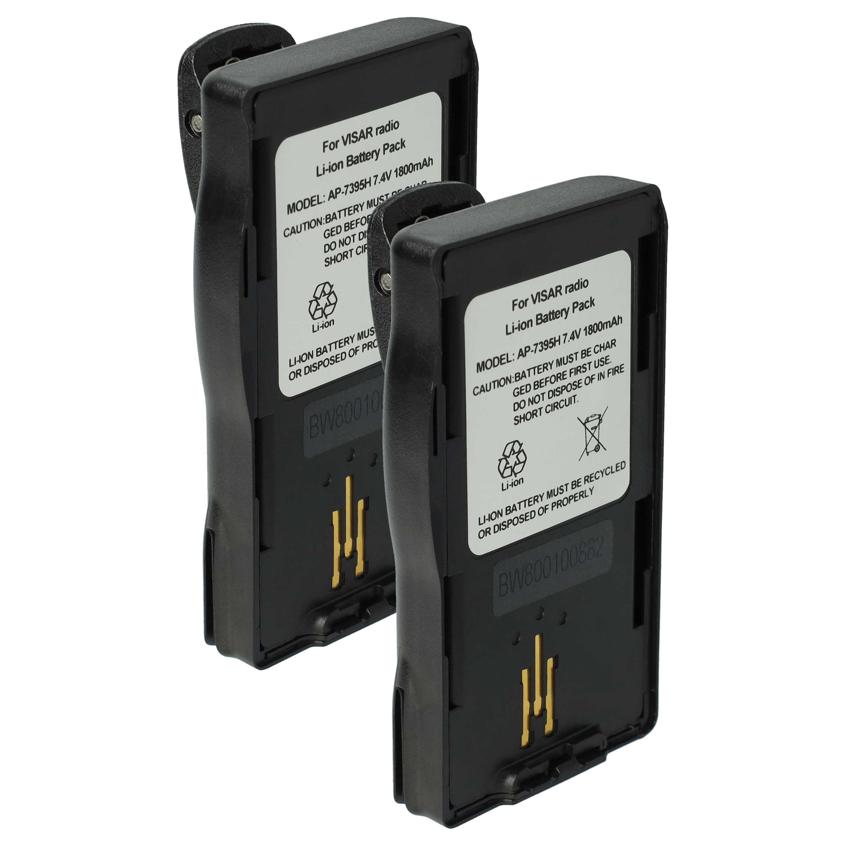 Radio 2x Battery replaces Motorola NTN7396, NTN7395, NTN7394 - 1800 mAh 7.5 V Li-Ion