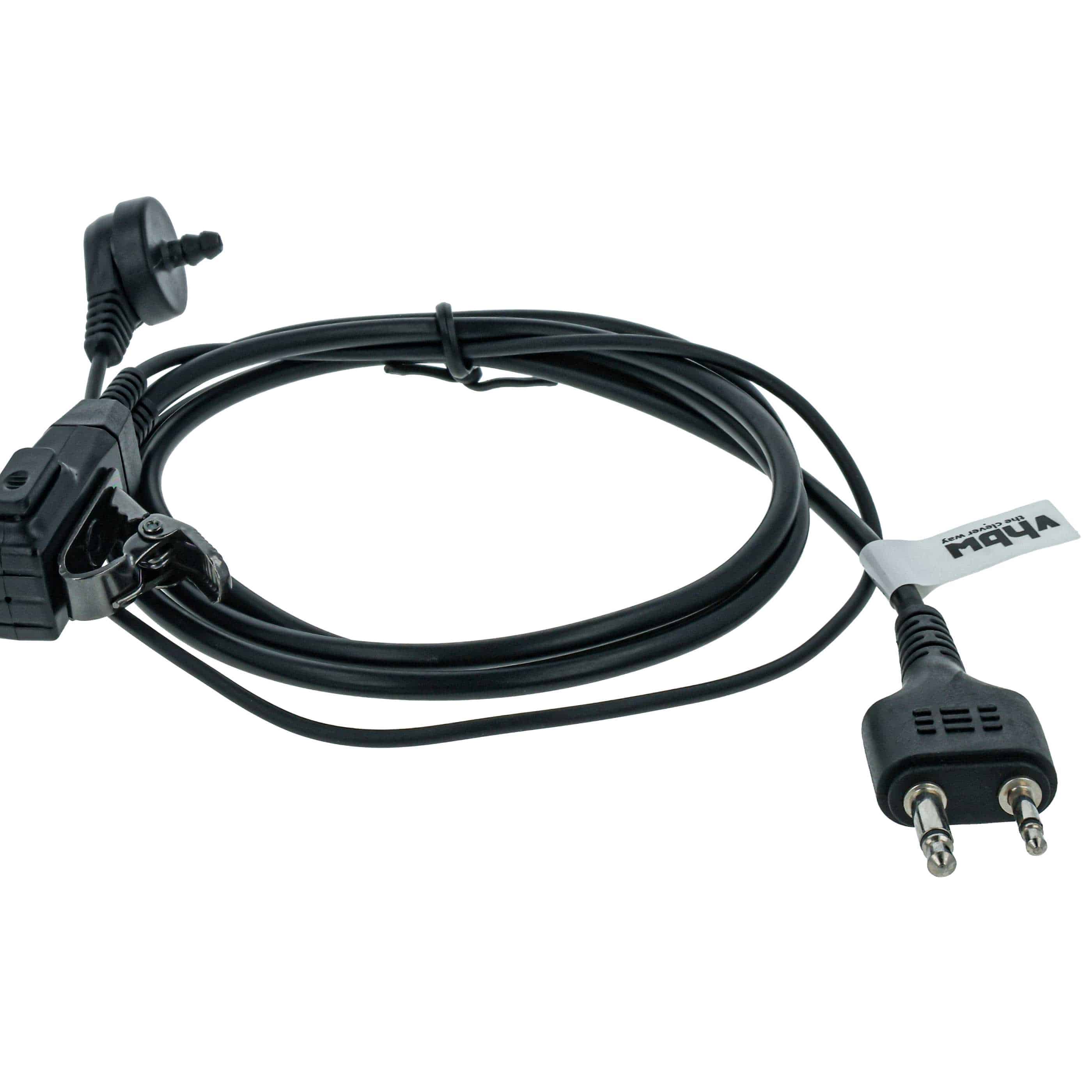 Security Radio Headset suitable for Icom IC-24AT - with PTT Microphone + Clip Mount + Phono Cable